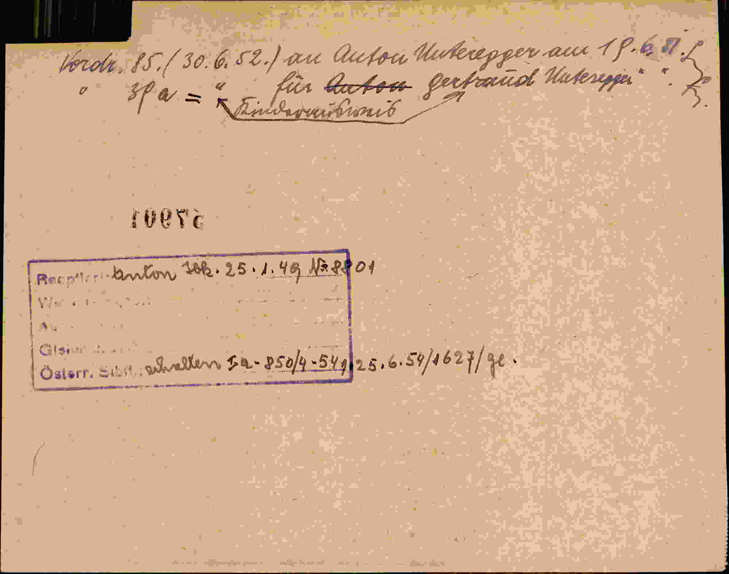Rückseite des Dokuments