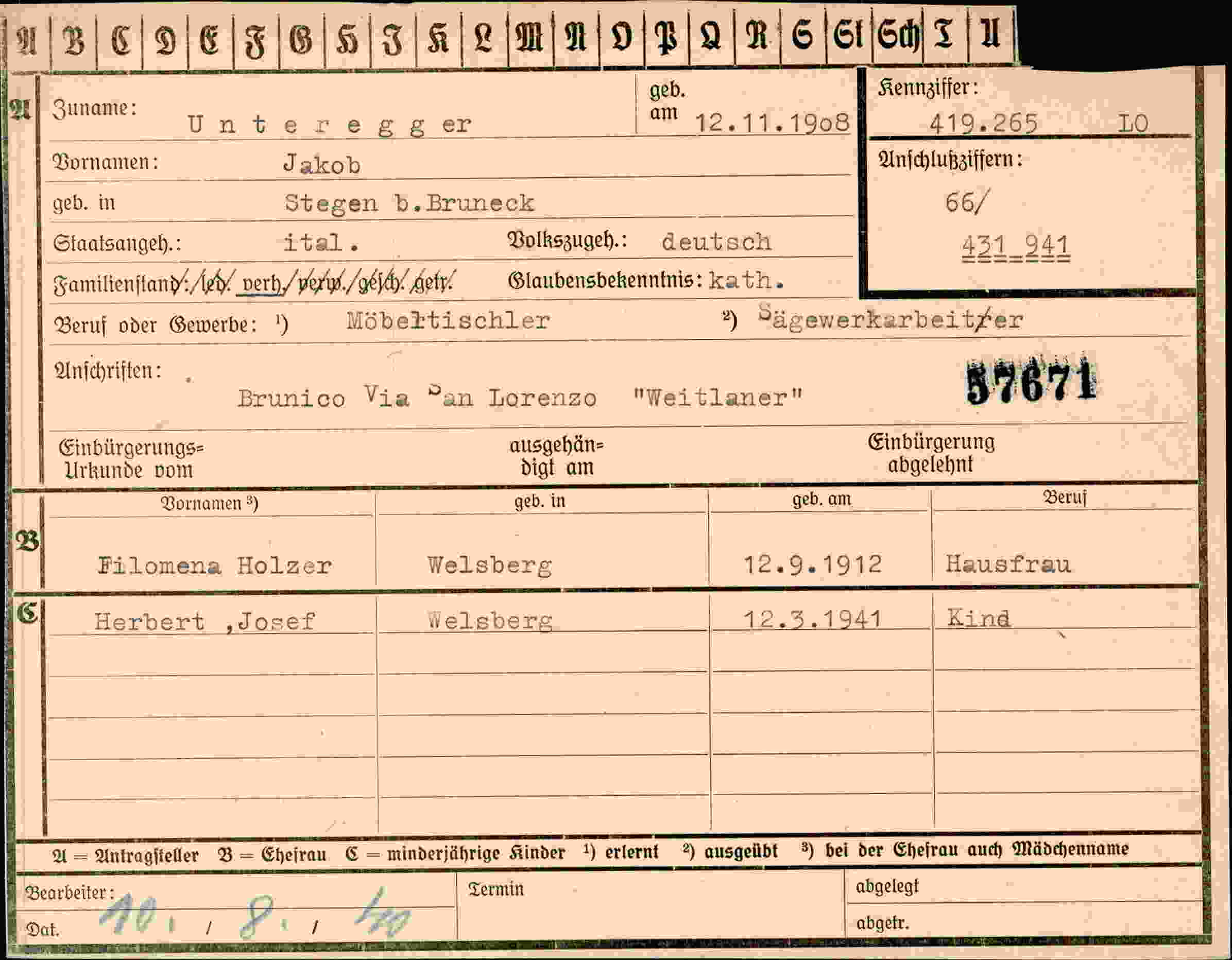 Dokument für Jakob Eger