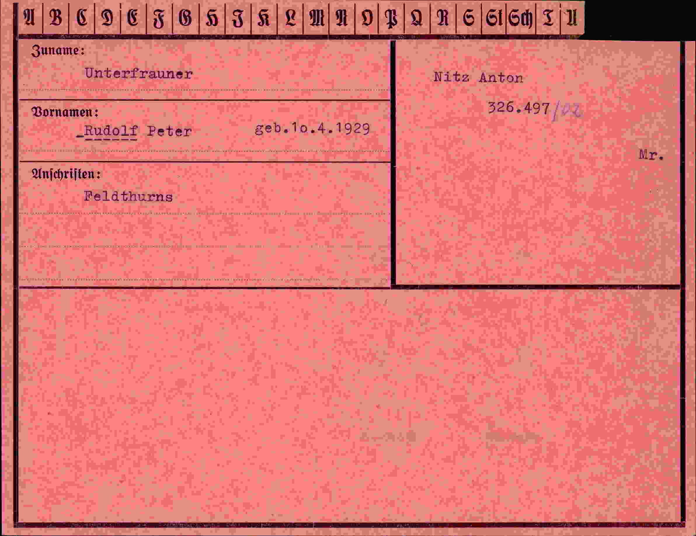 Dokument für Rudolf Peter Unterfrauner