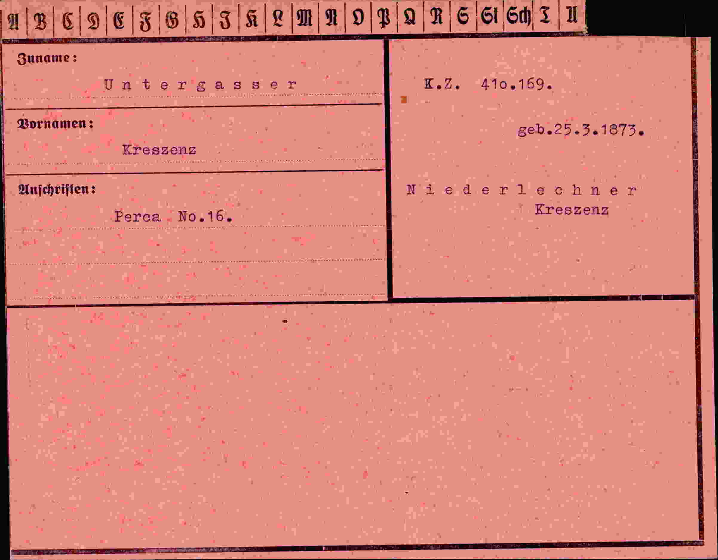 Dokument für Kreszenz Untergan