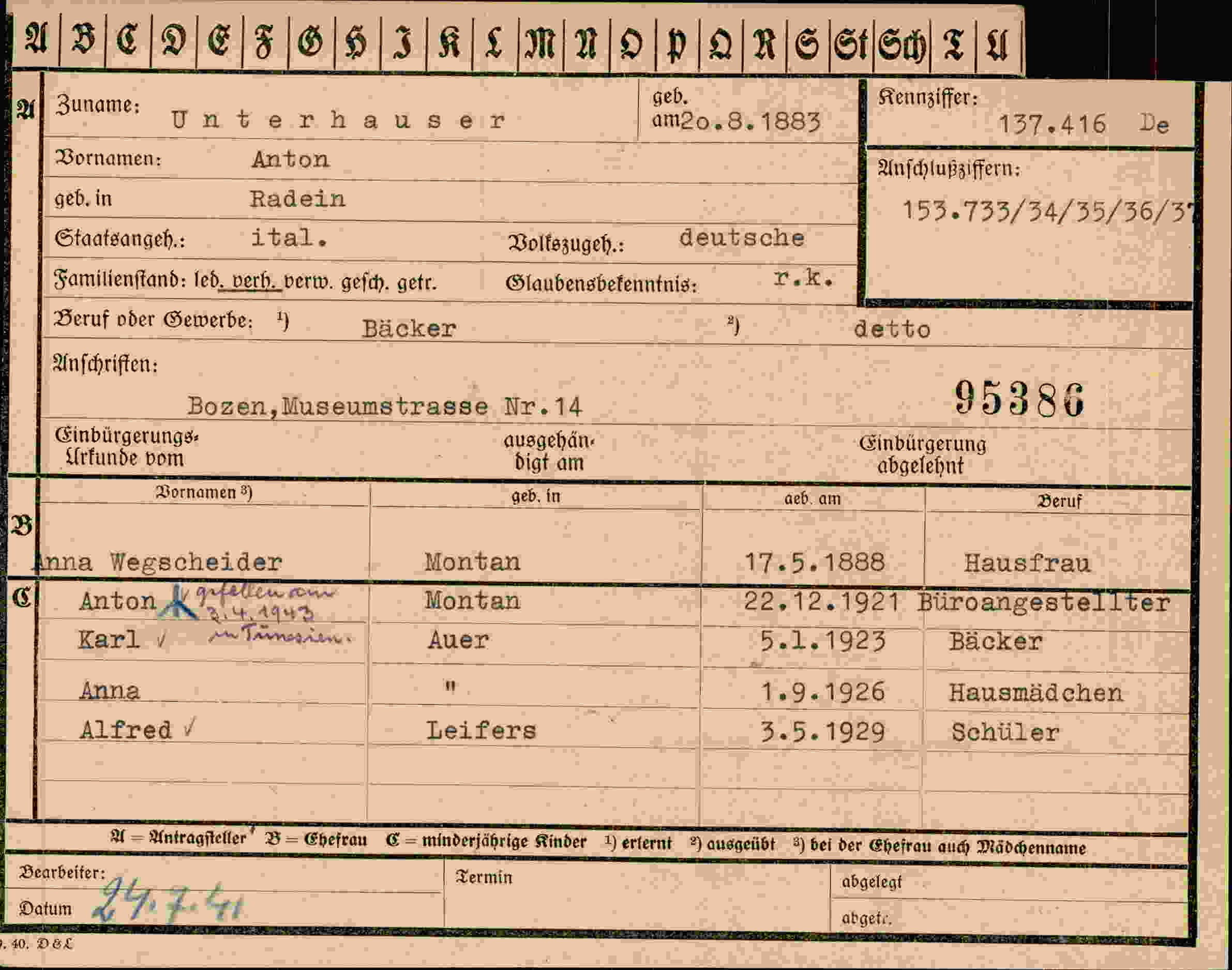 Vorderseite des Dokuments