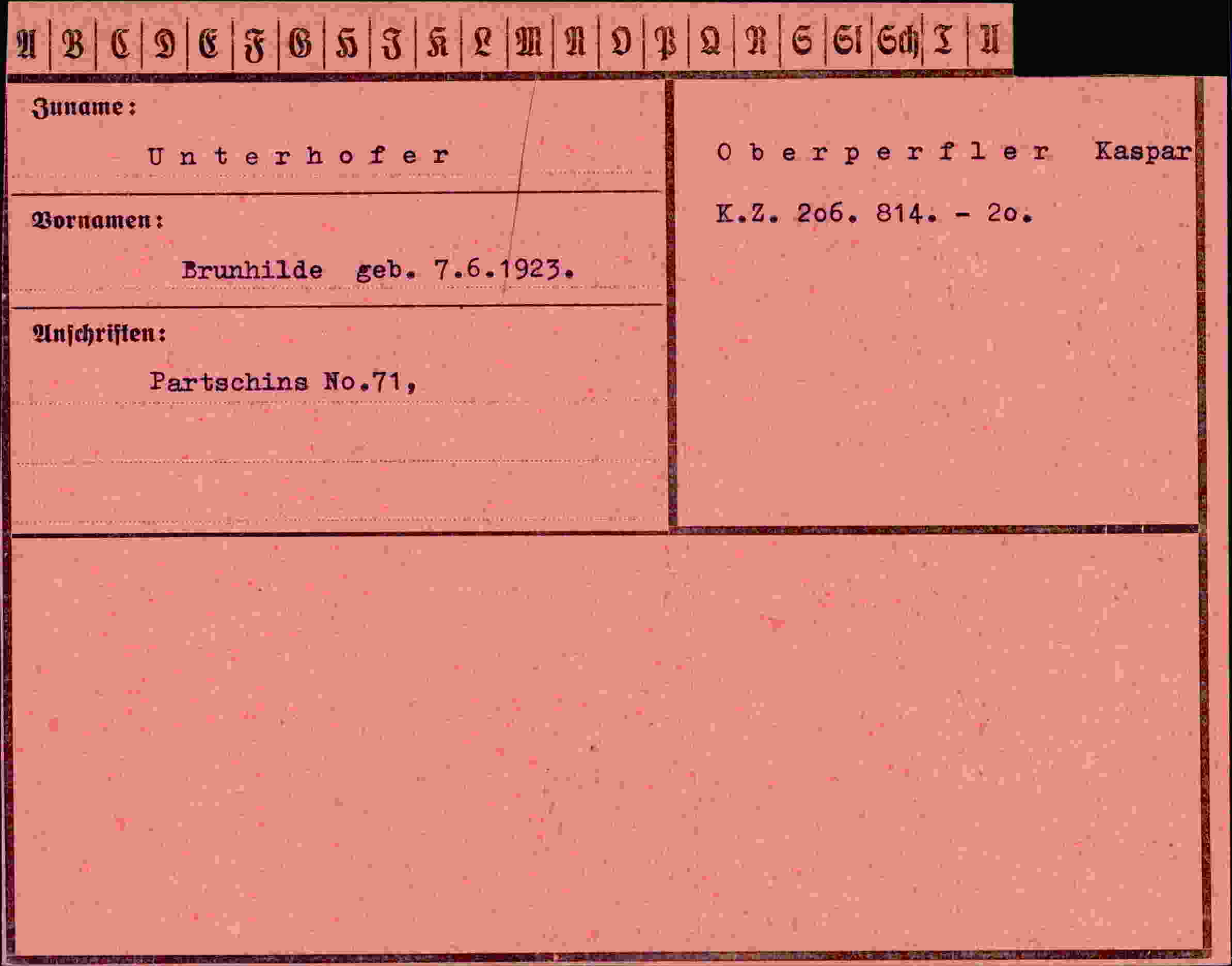 Dokument für Brunhilde Unterhofer