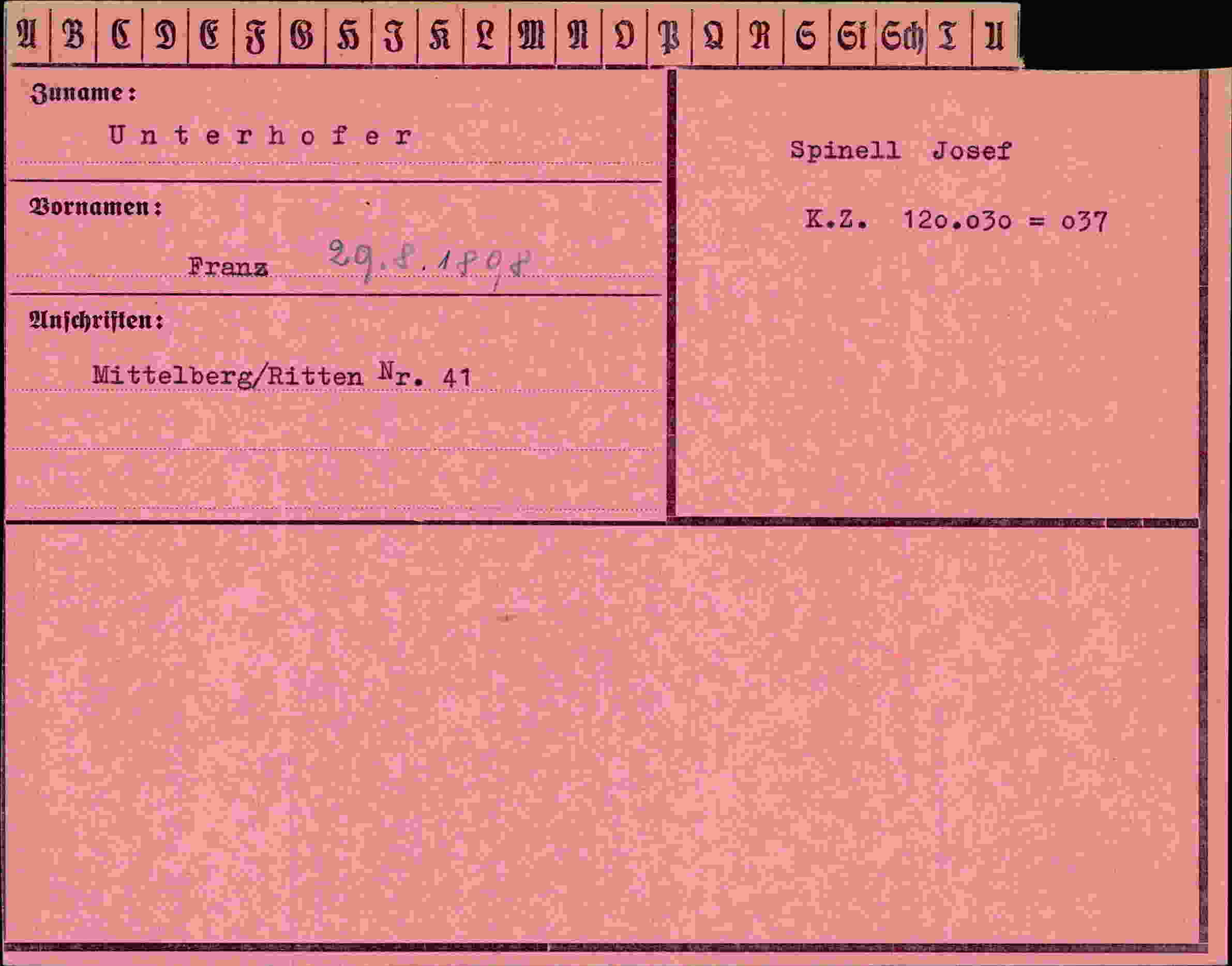 Dokument für Franz Unterhofer