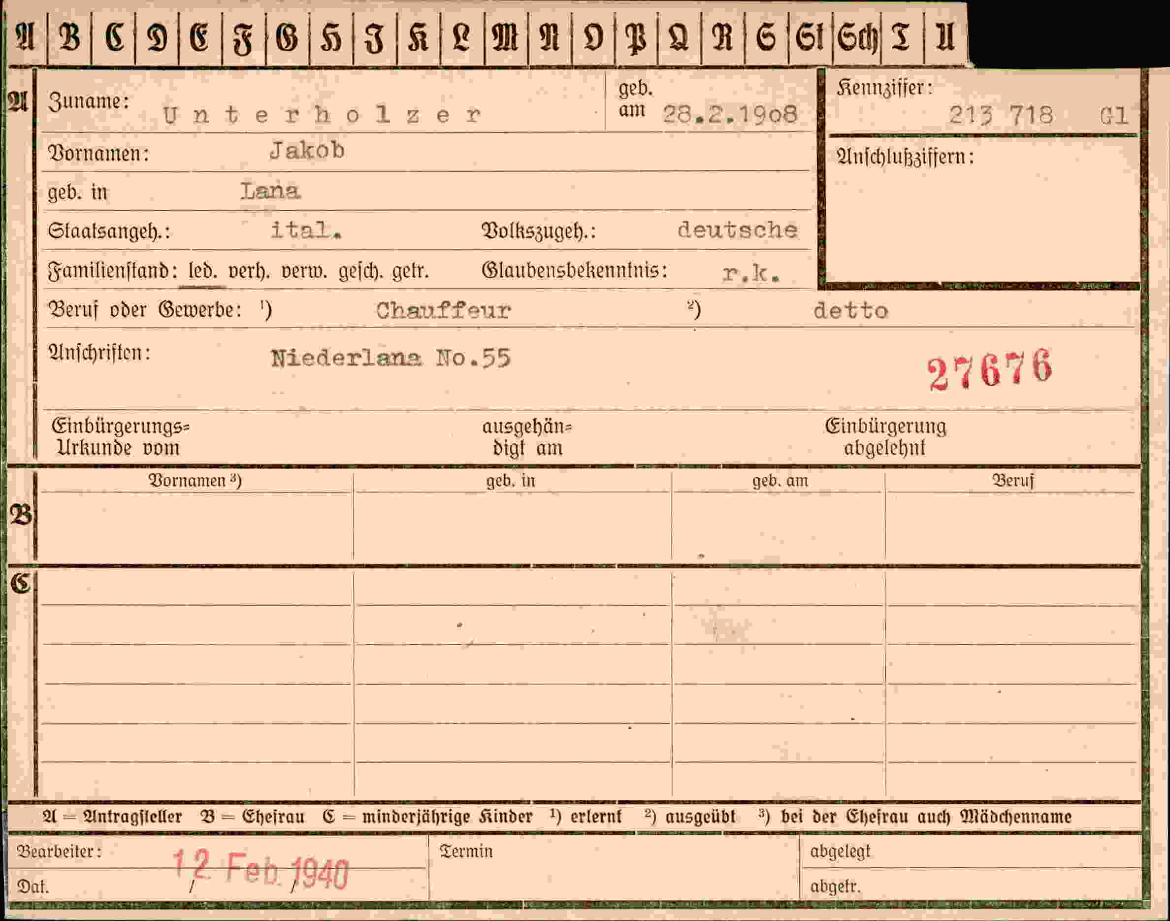Dokument für Jakob Unterholzer