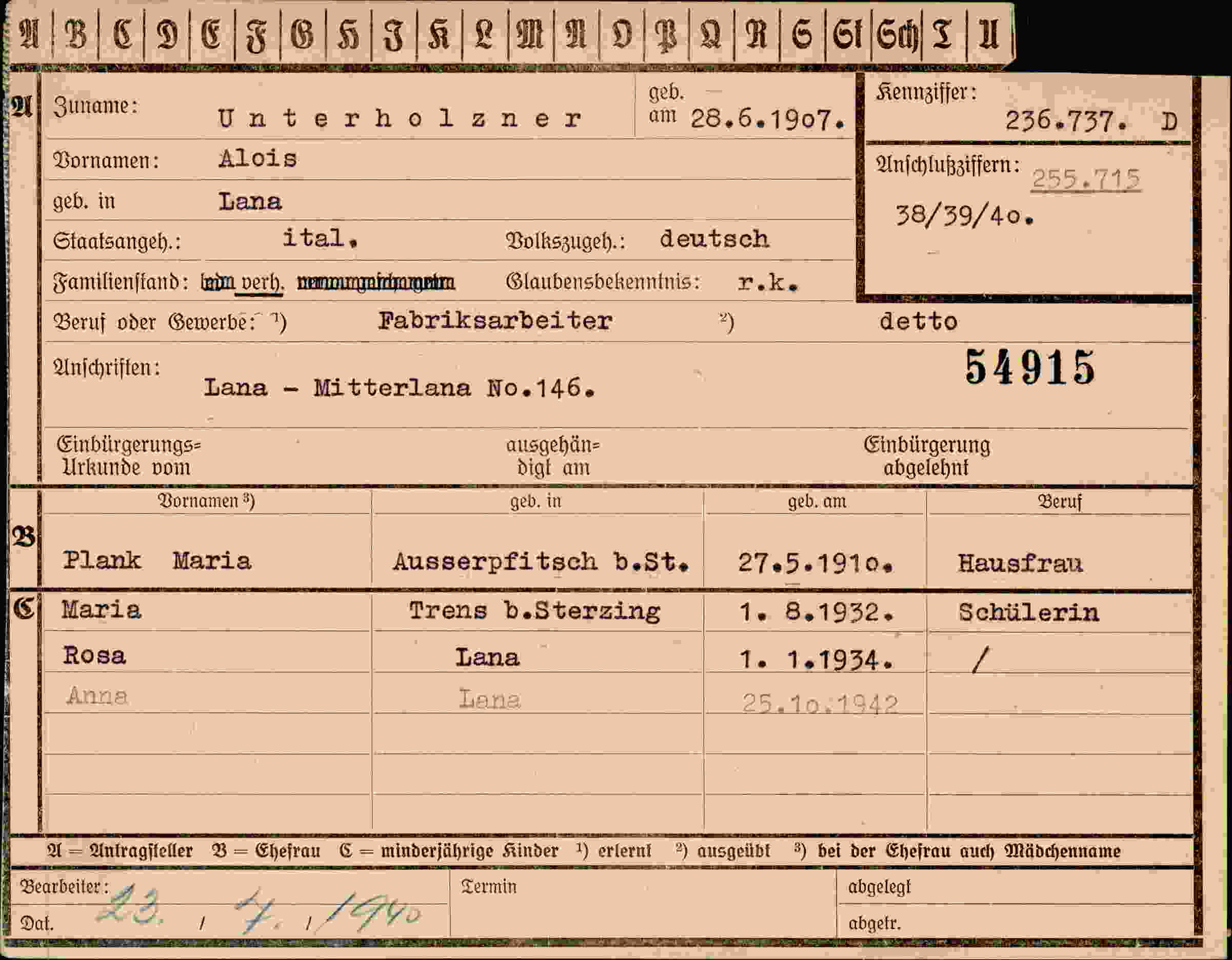 Vorderseite des Dokuments