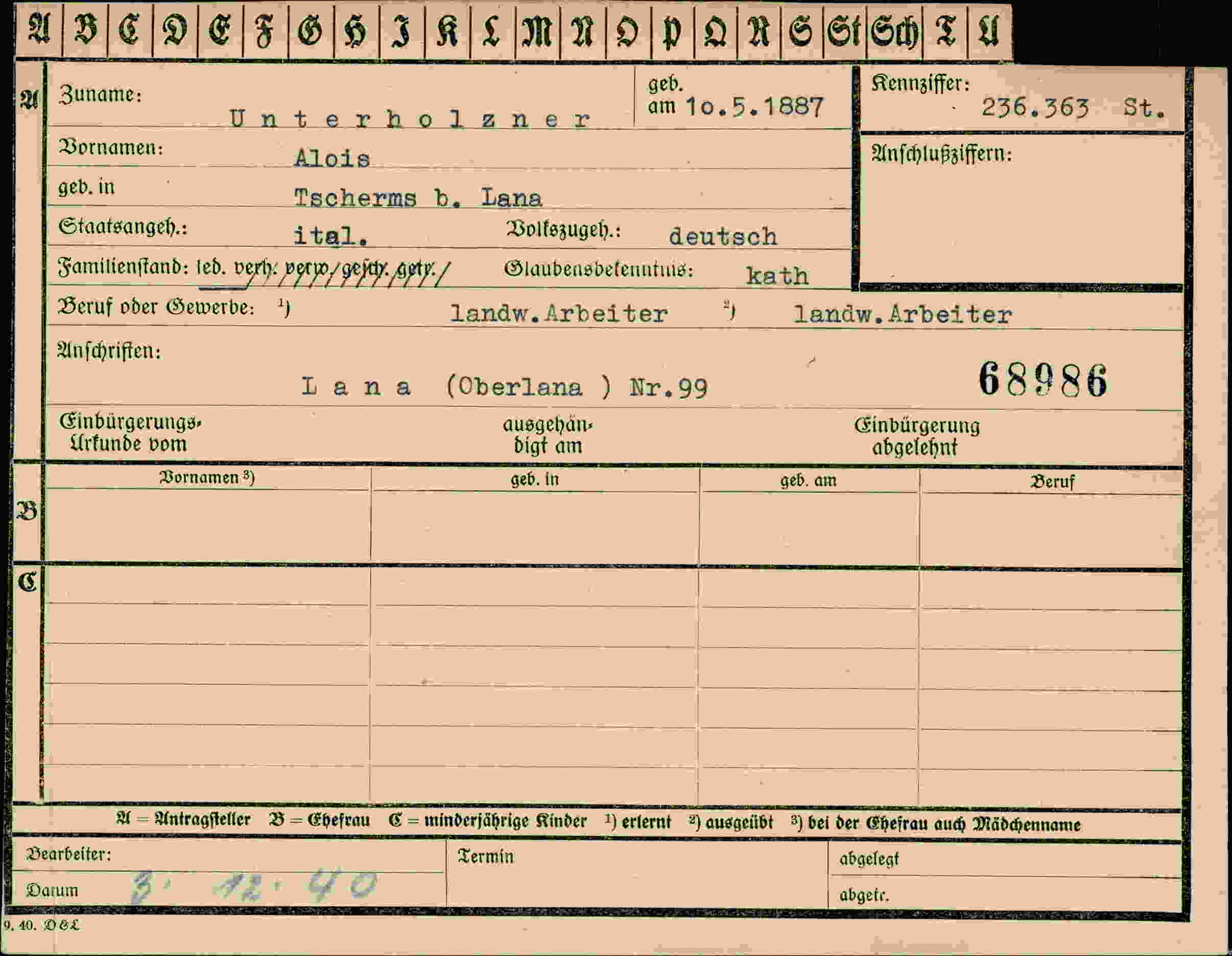 Dokument für Alois Unterholzner