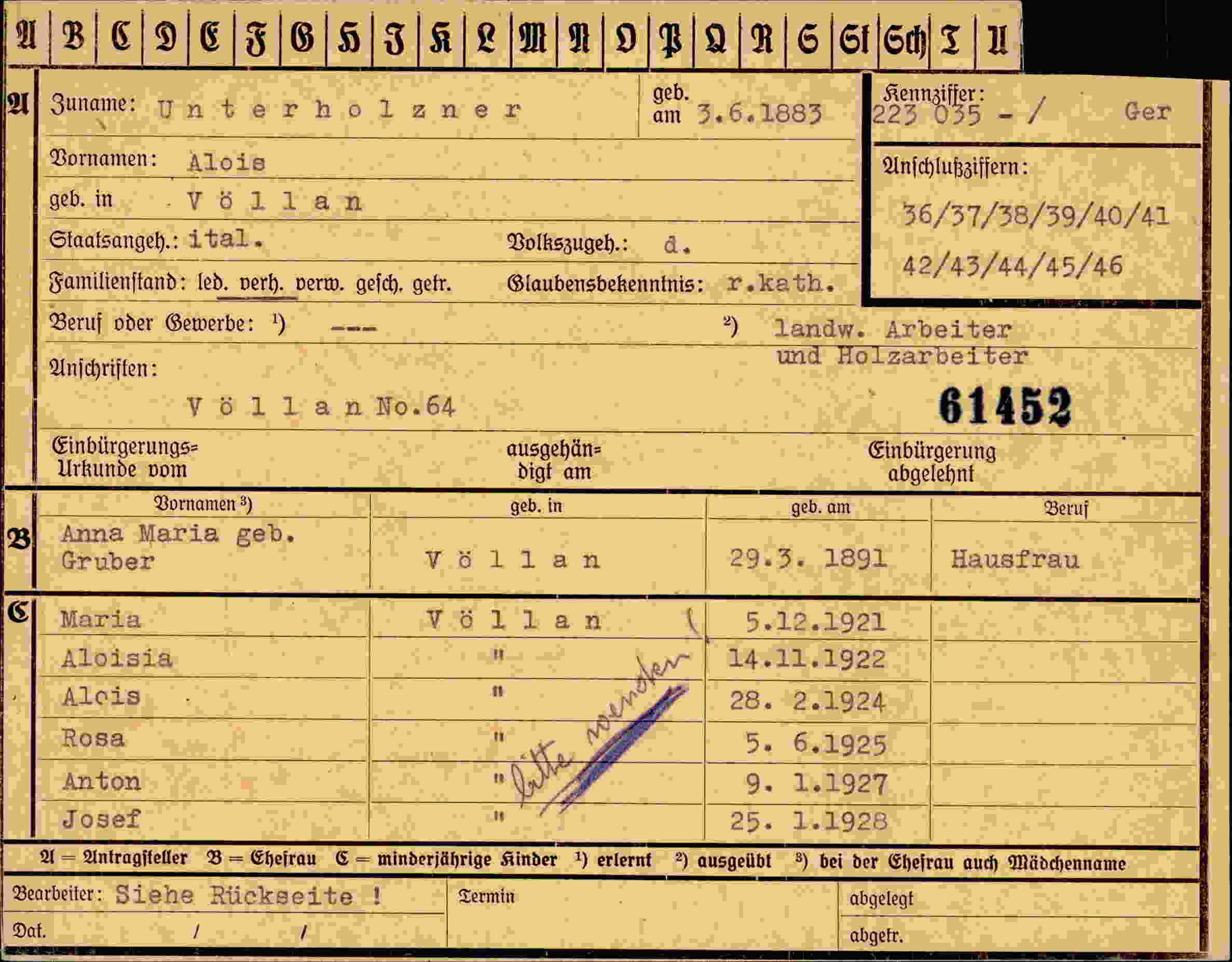 Dokument für Alois Unterholzner