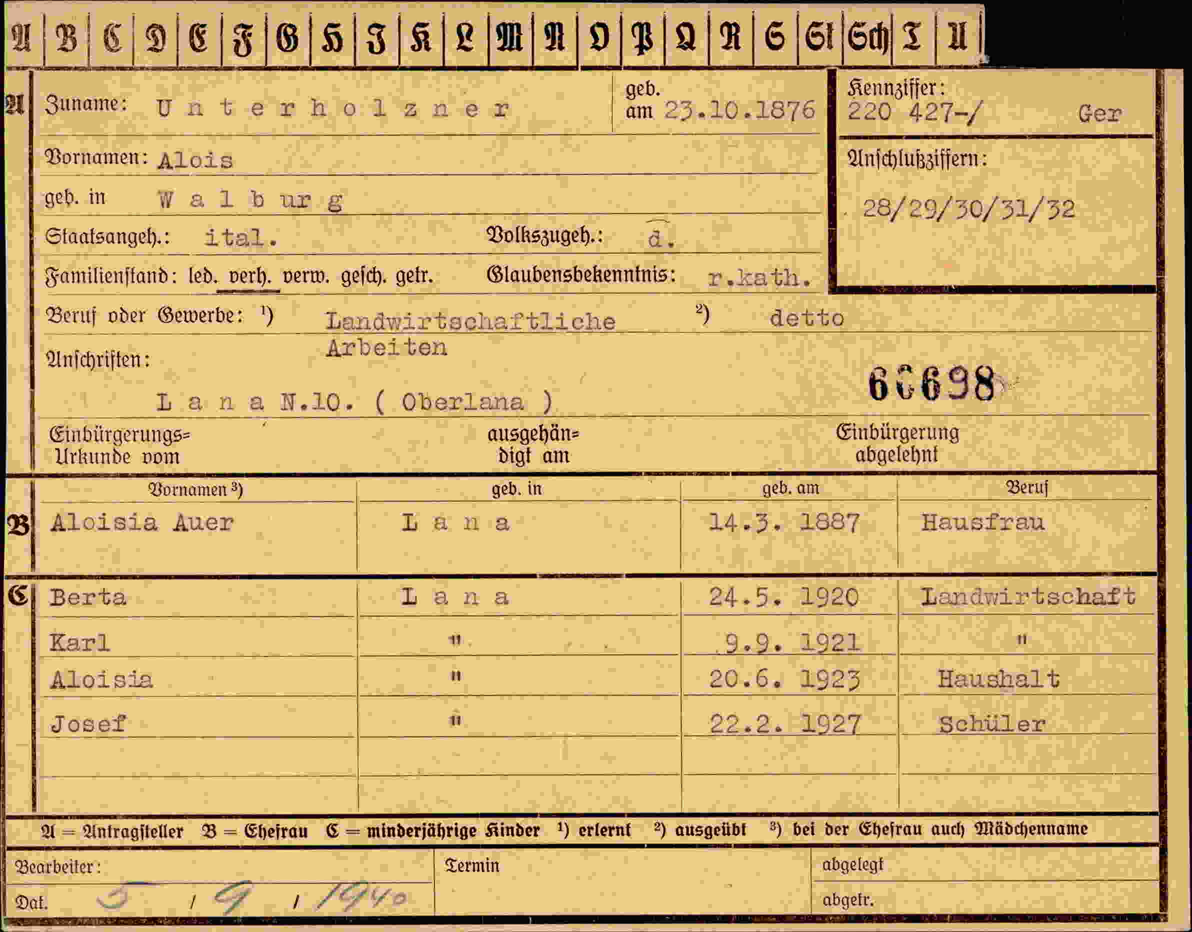 Dokument für Alois Unterholzner