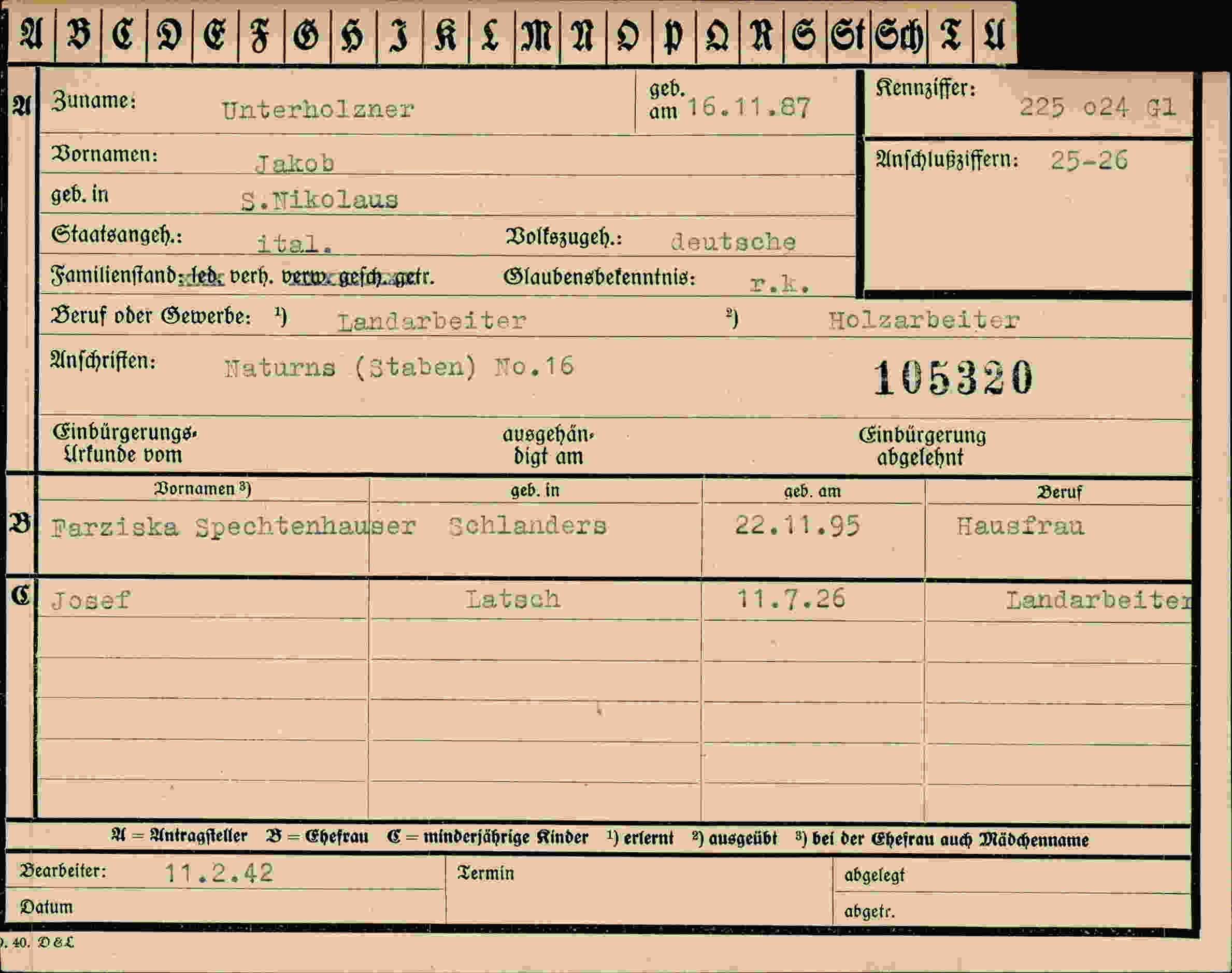 Dokument für Jakob Unterholzner