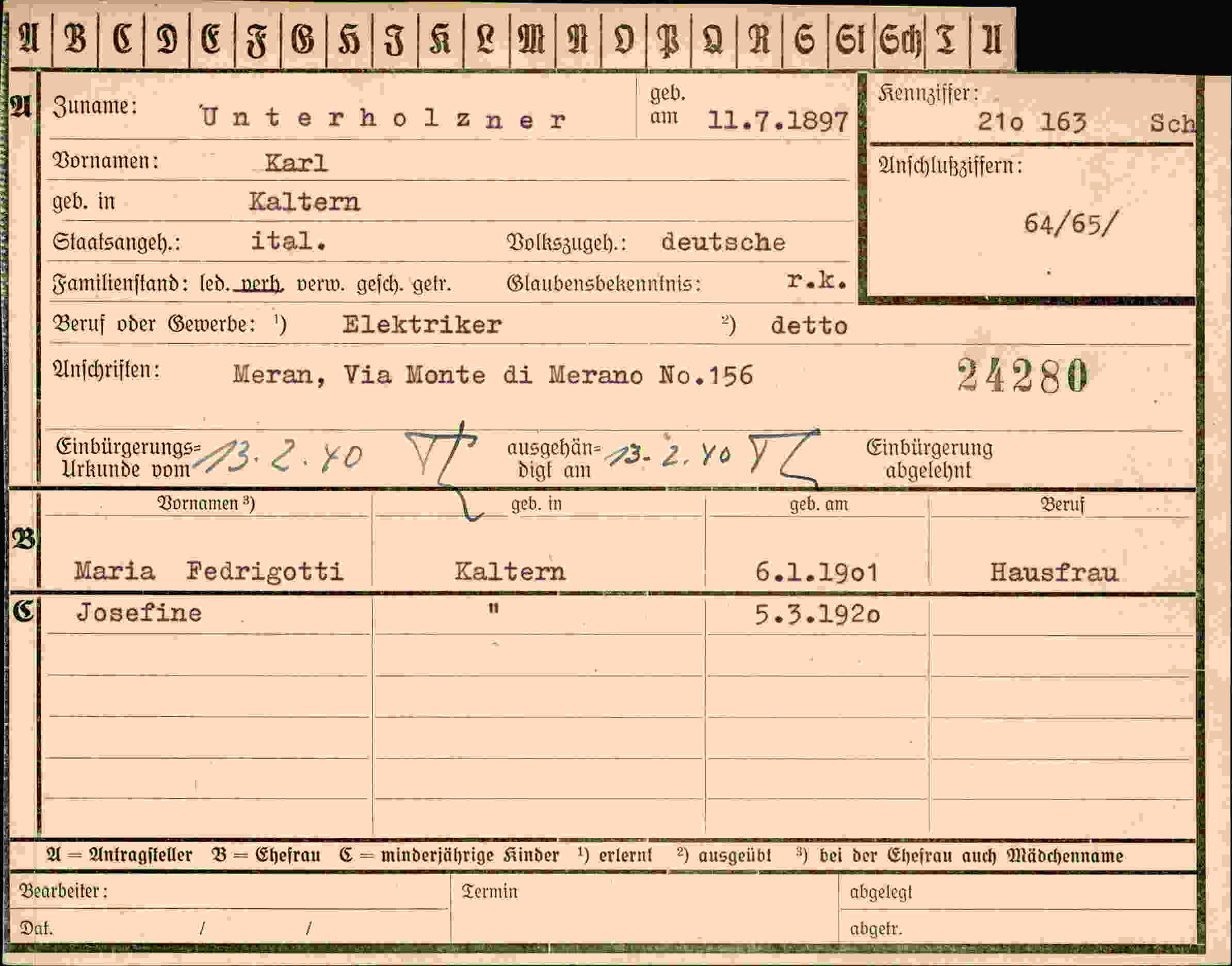 Dokument für Karl Unterholzner