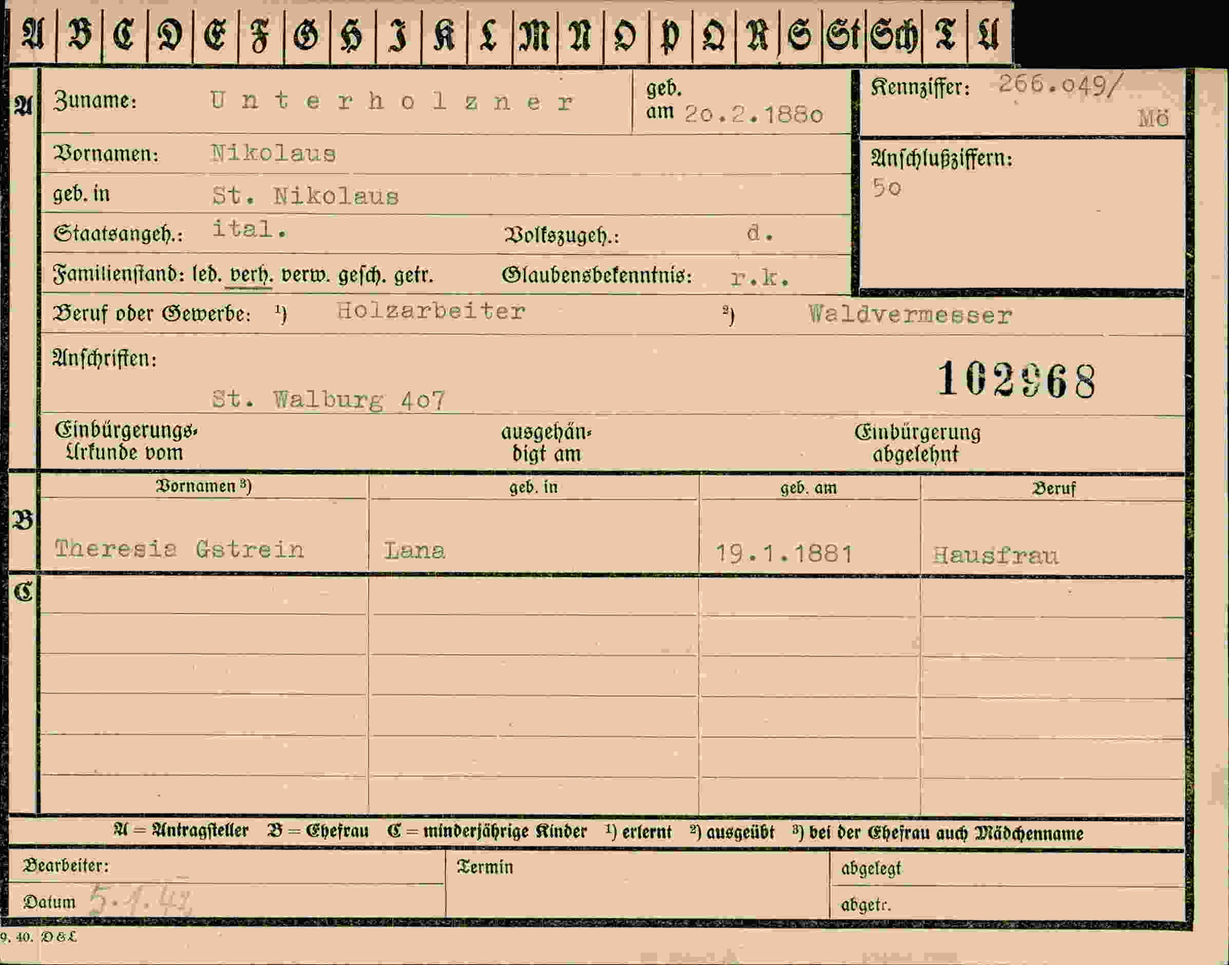 Dokument für Nikolaus Unterholzner