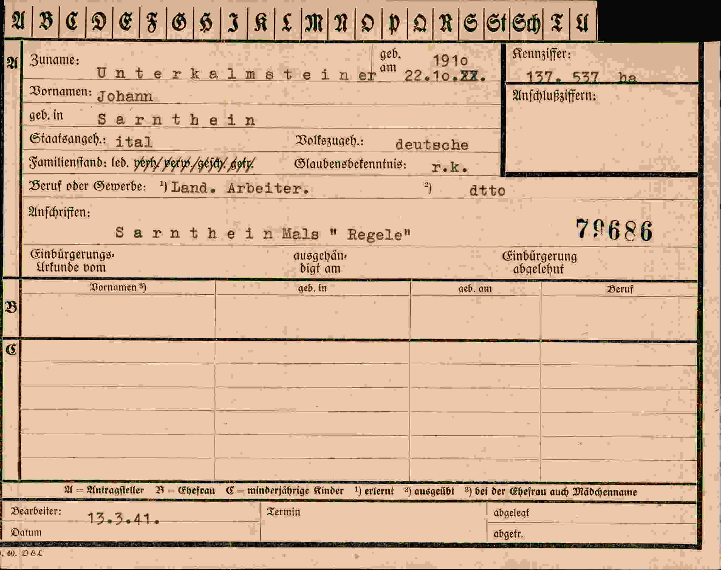 Dokument für Johann Unterkalmsteine