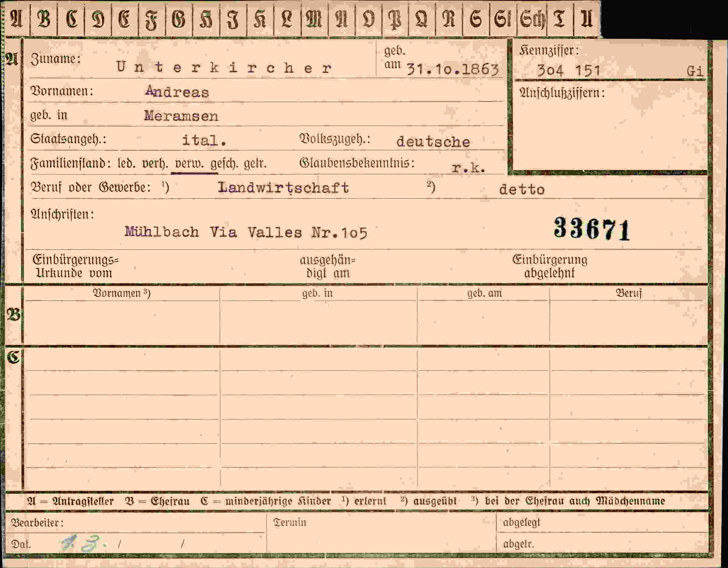Dokument für Andreas Unterkircher