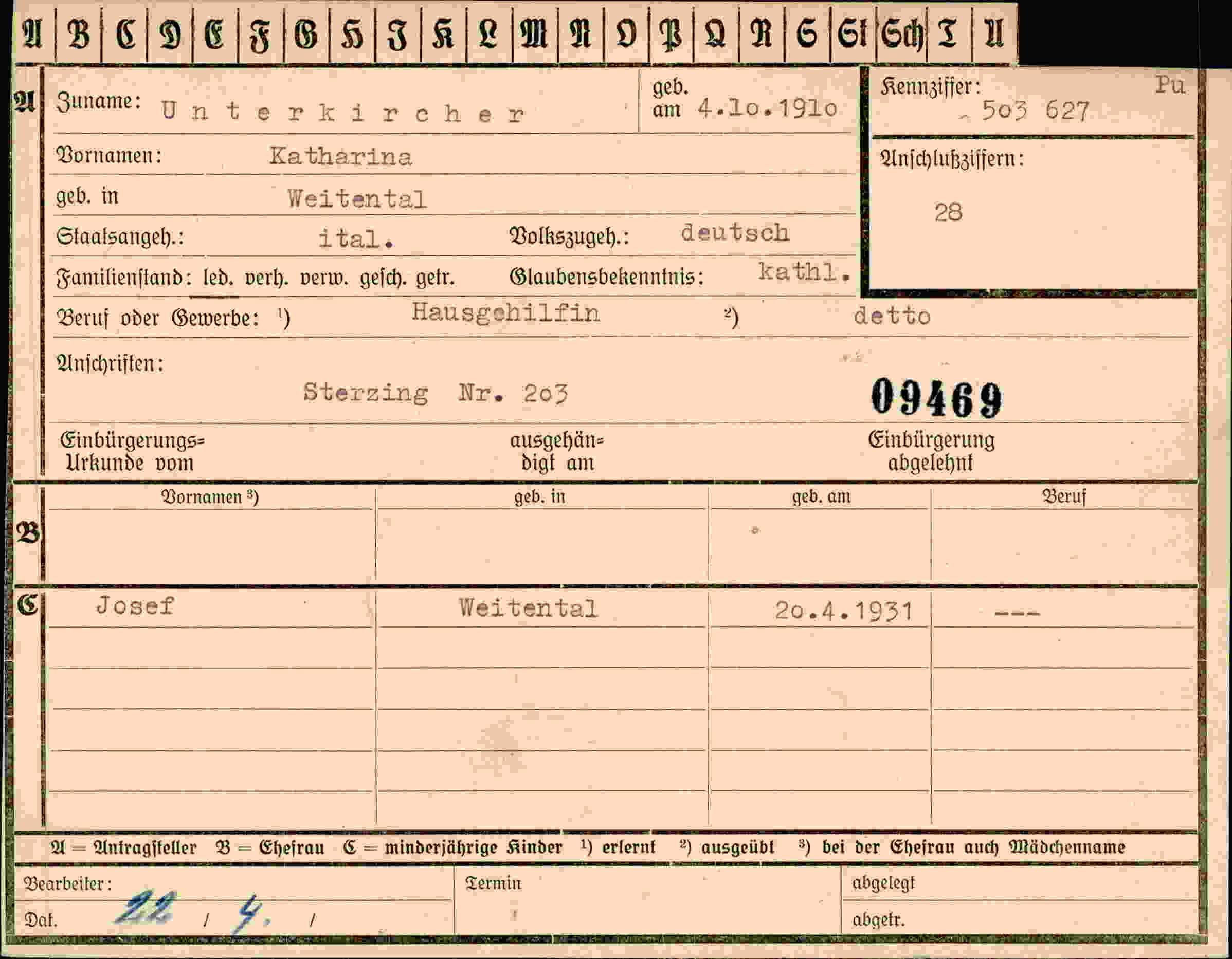 Dokument für Katharina Unterkircher