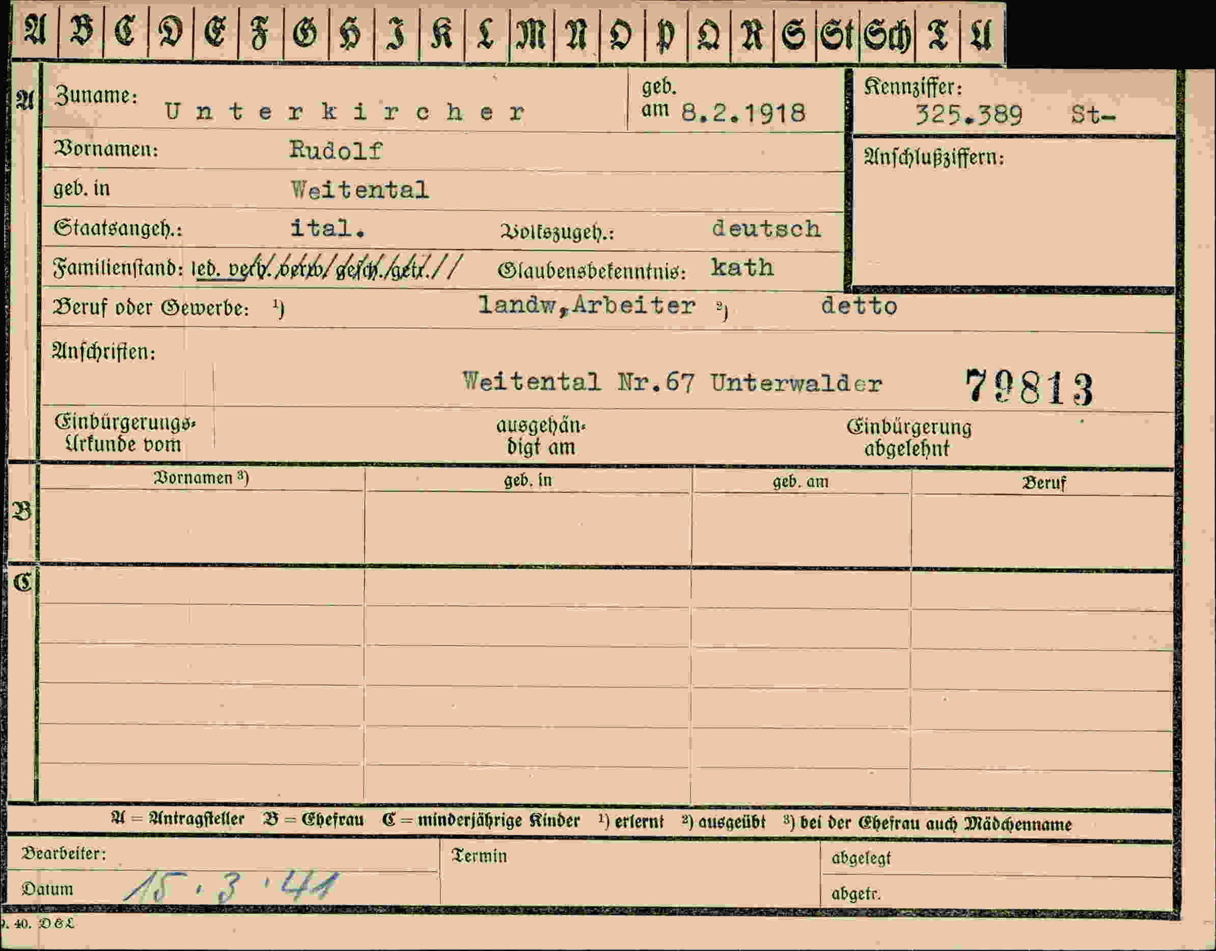 Dokument für Rudolf Unterkircher