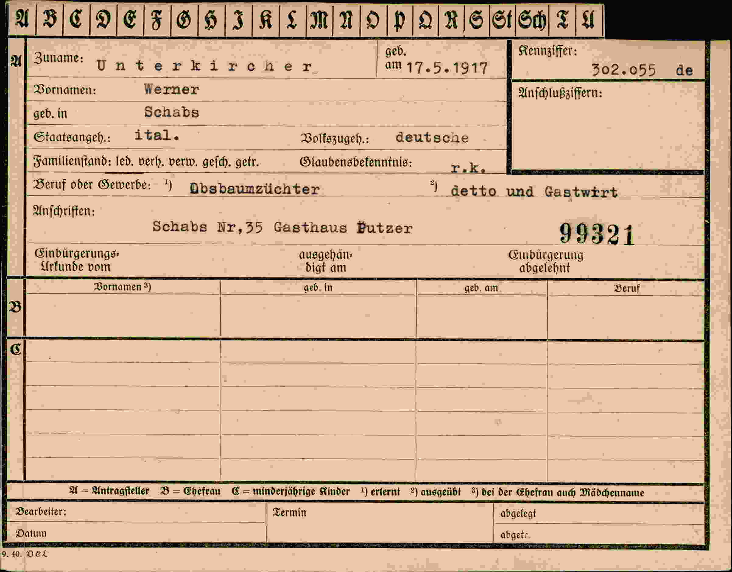 Dokument für Werner Unterkircher