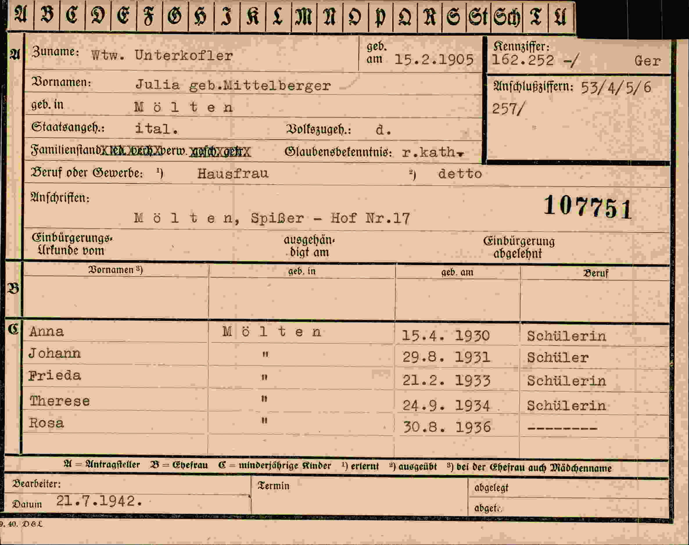 Vorderseite des Dokuments