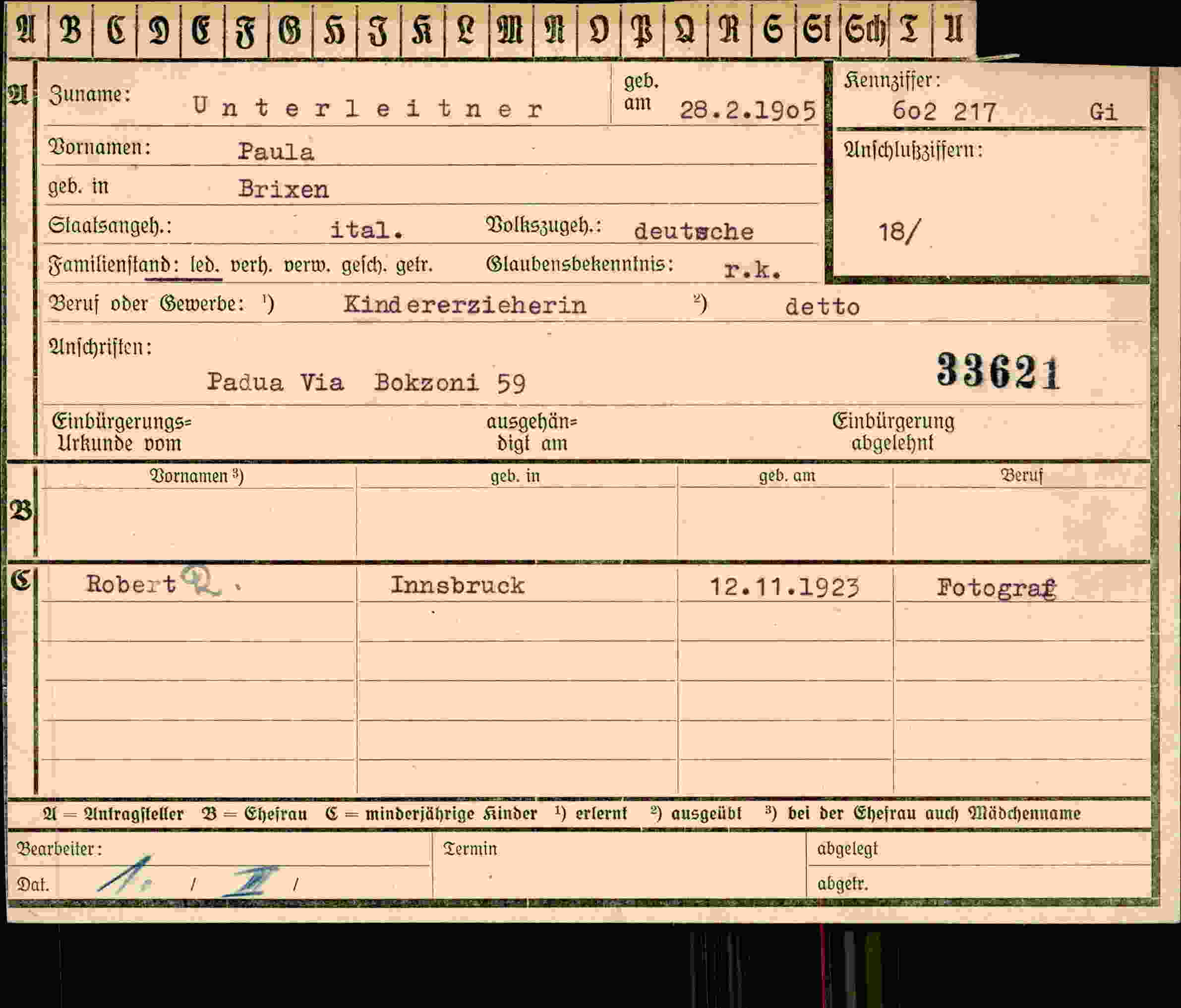 Dokument für Paula Unterleitner