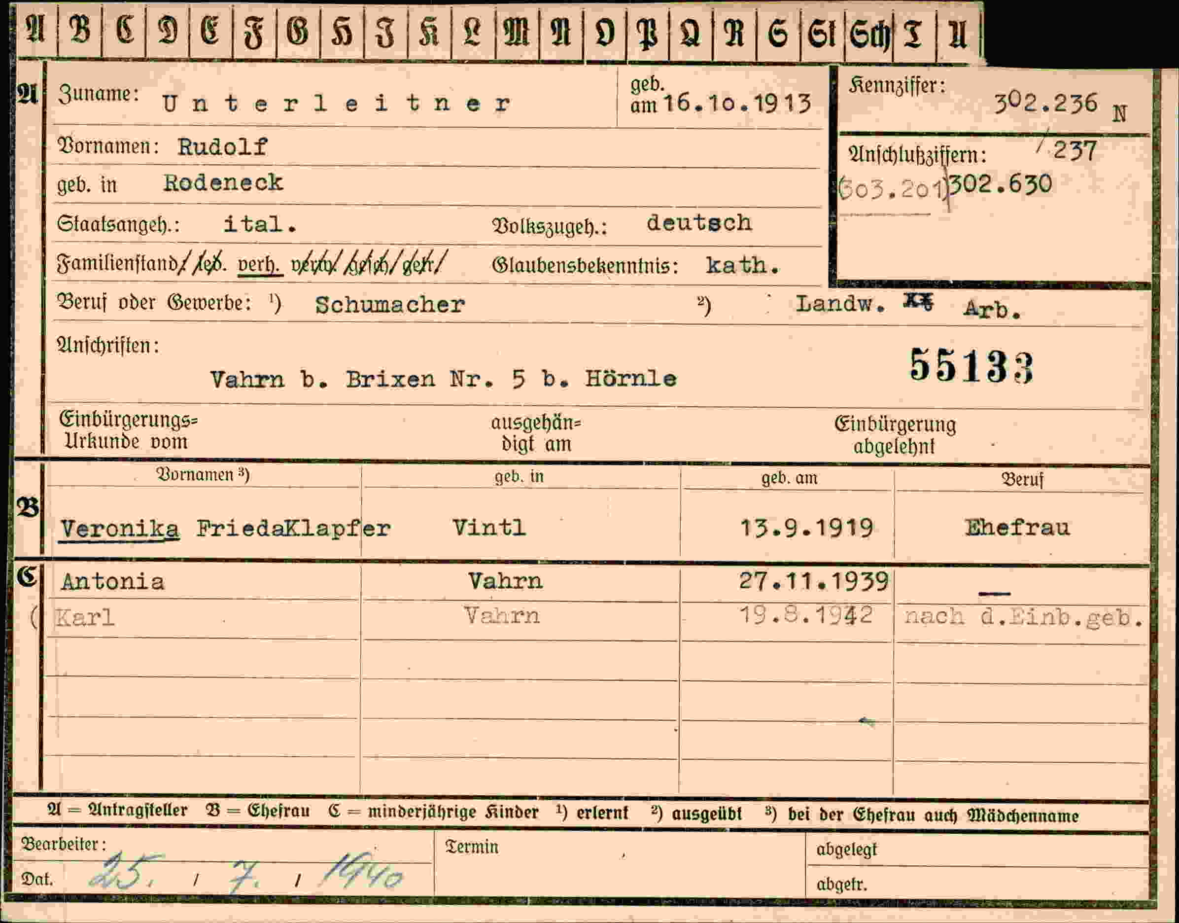 Dokument für Rudolf Unterleitner