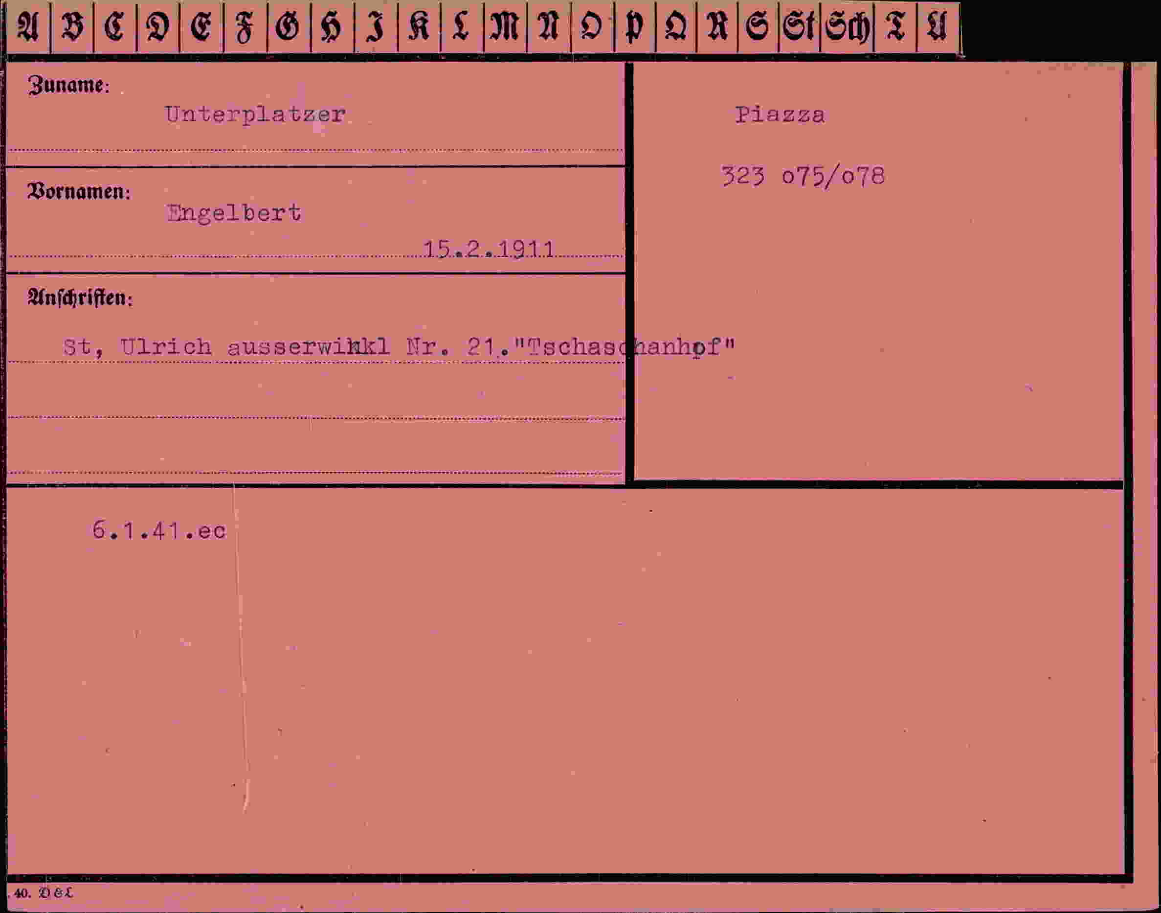 Vorderseite des Dokuments