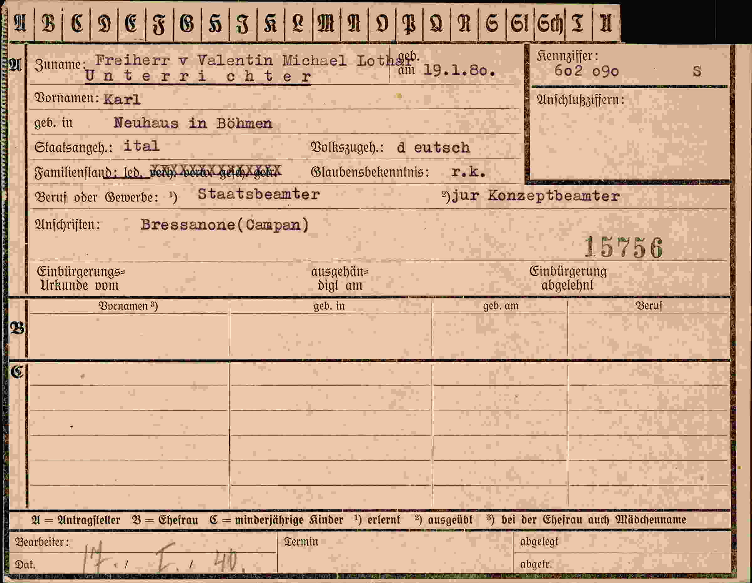 Dokument für Karl Valentin