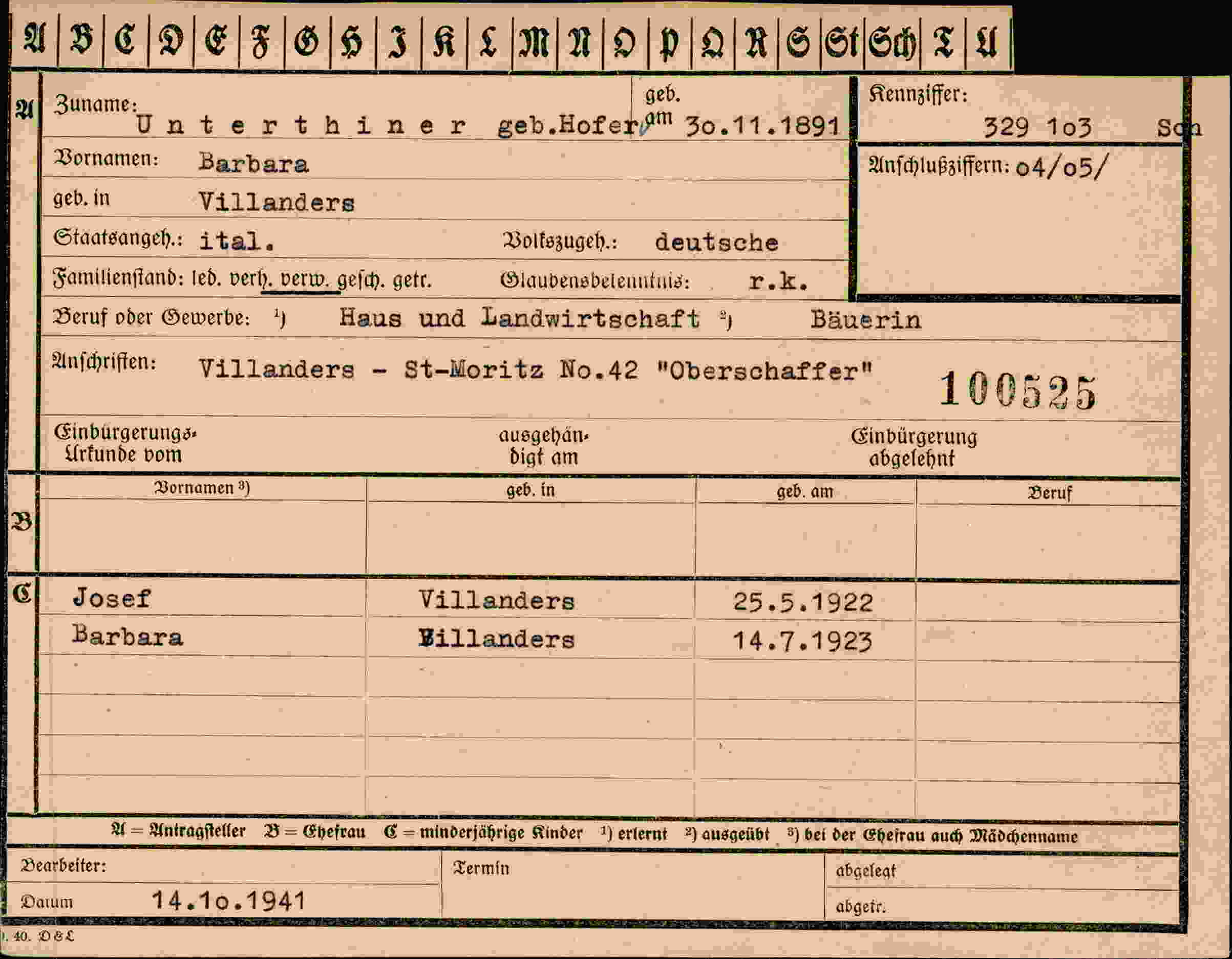 Vorderseite des Dokuments