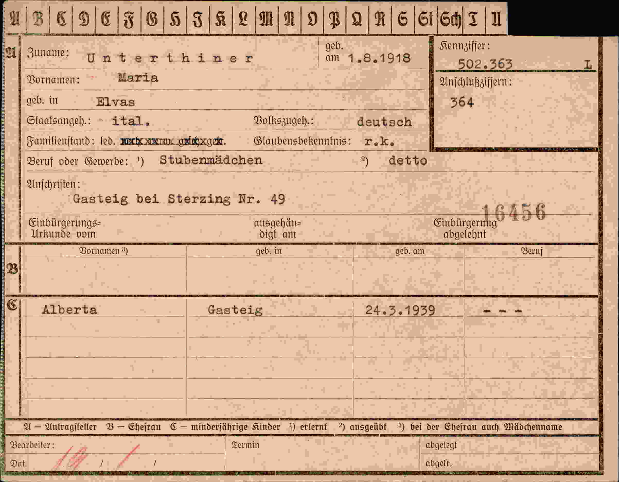 Vorderseite des Dokuments