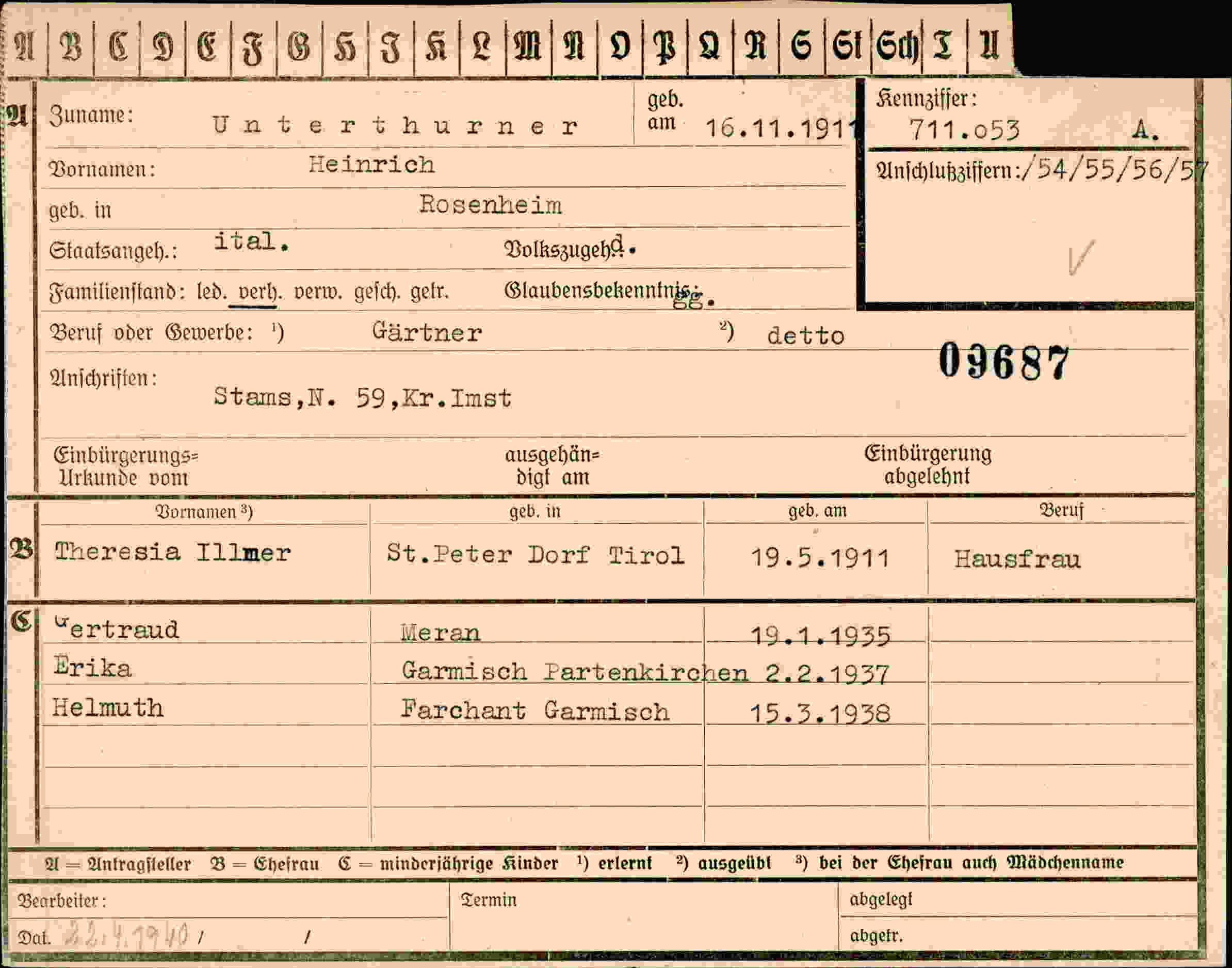 Dokument für Heinrich Unterthurner