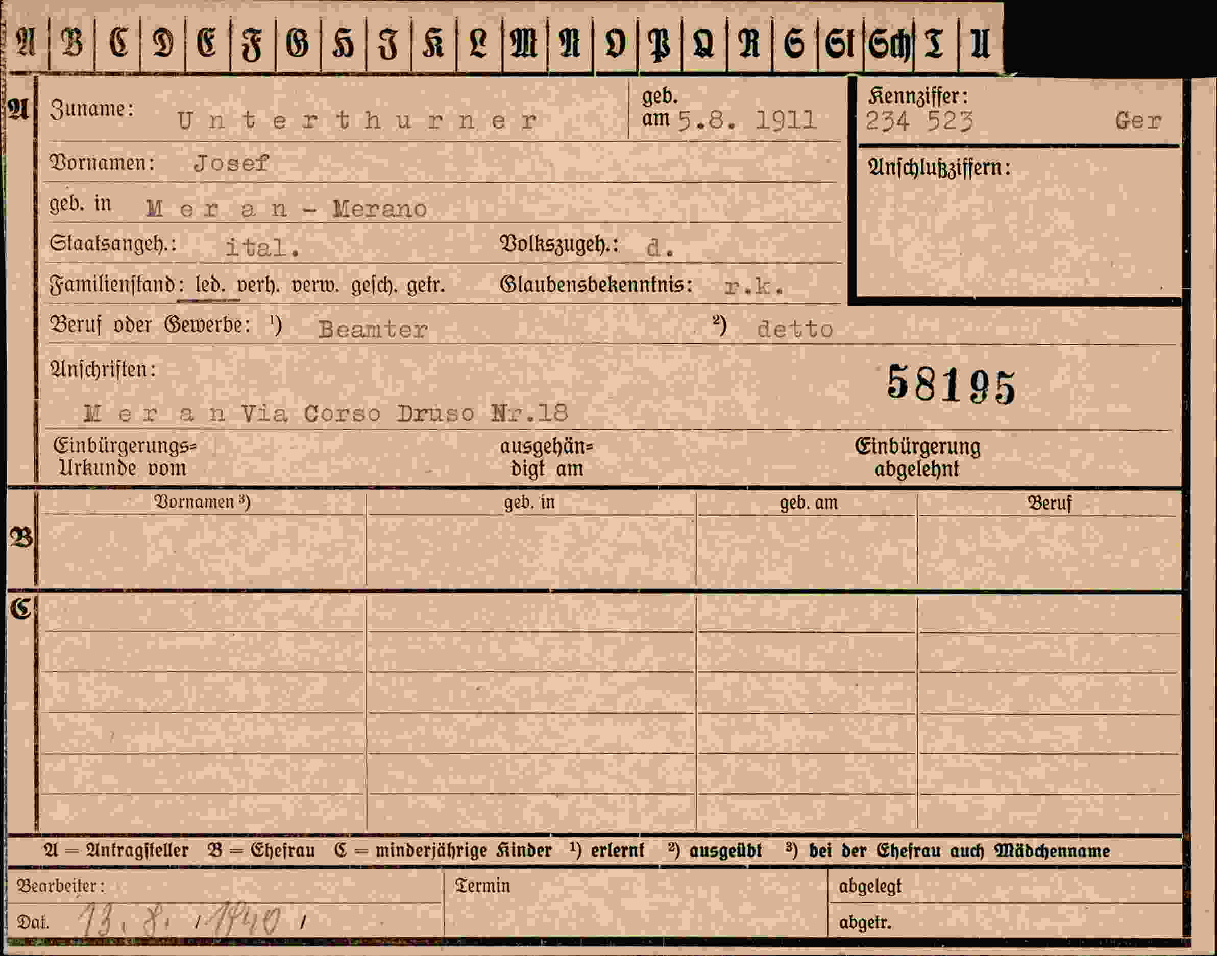 Dokument für Josef Unterthurner