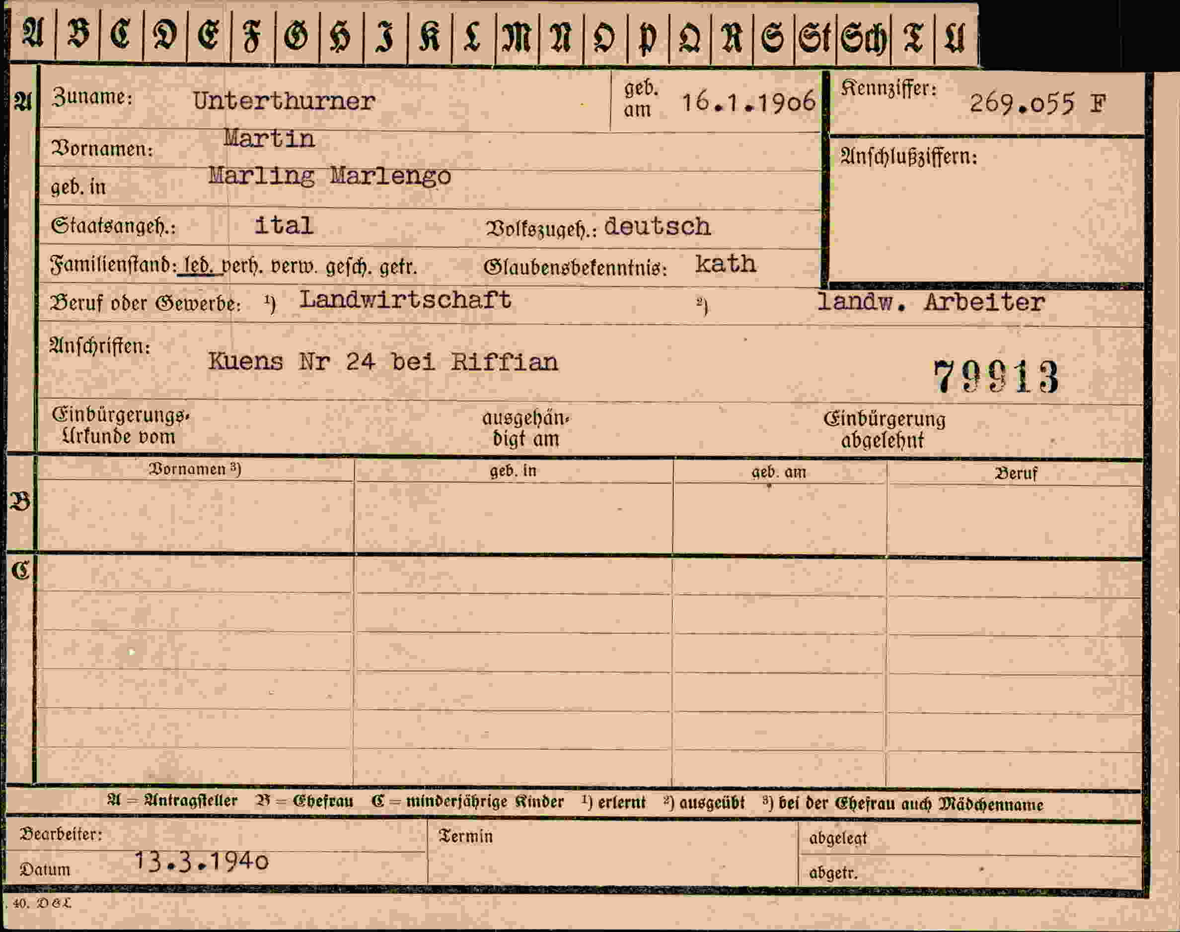 Dokument für Martin Unterthurner