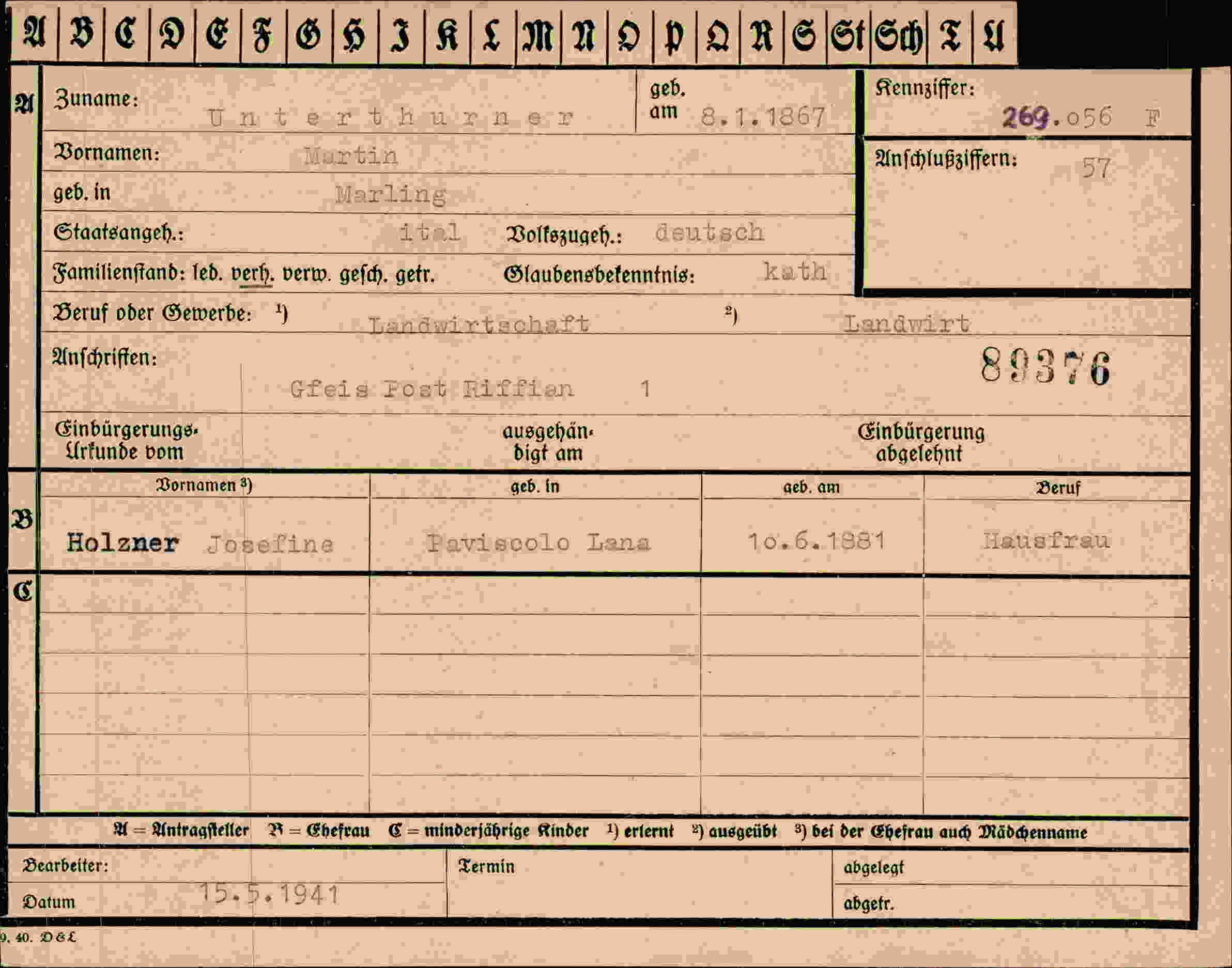 Dokument für Martin Unterthurner