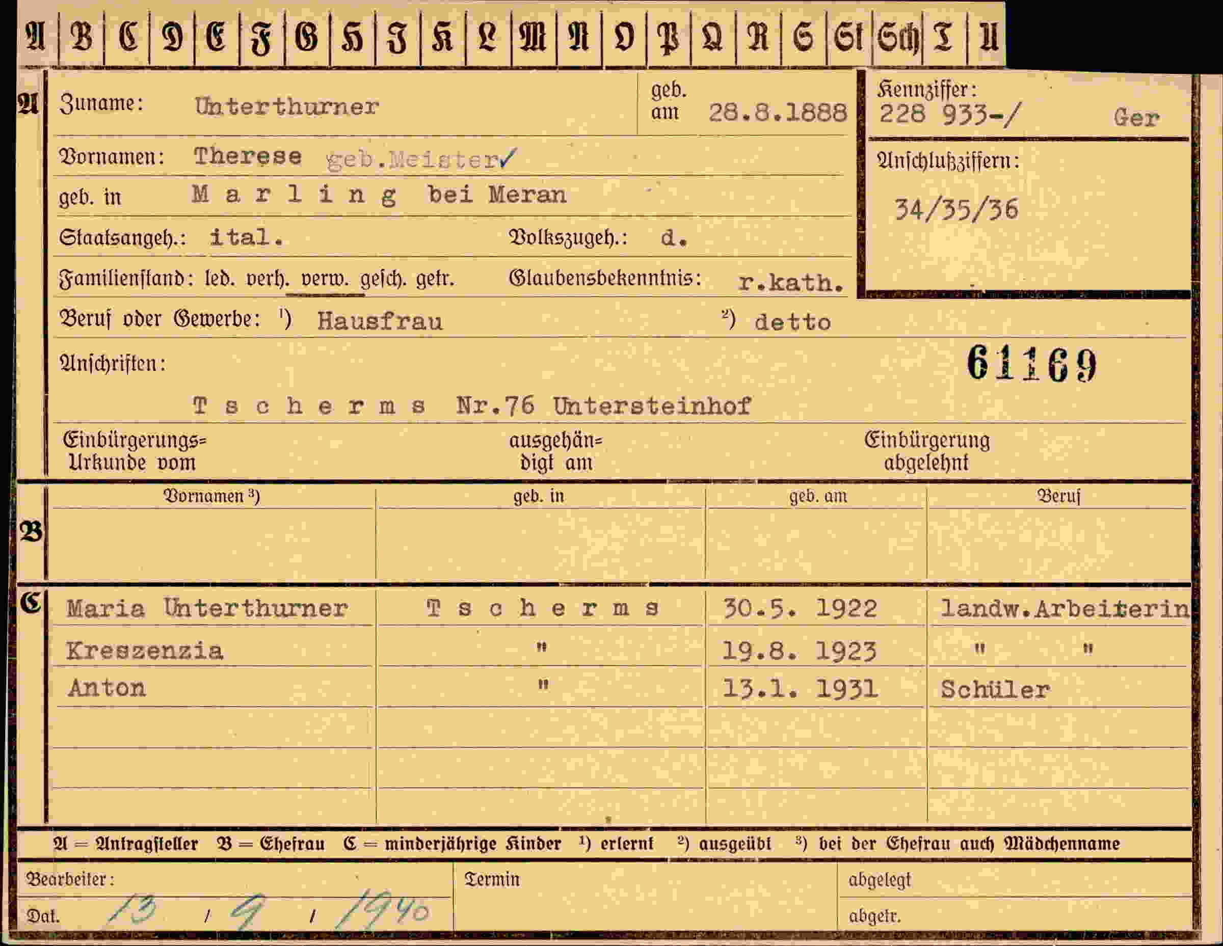 Dokument für Therese Unterthurner
