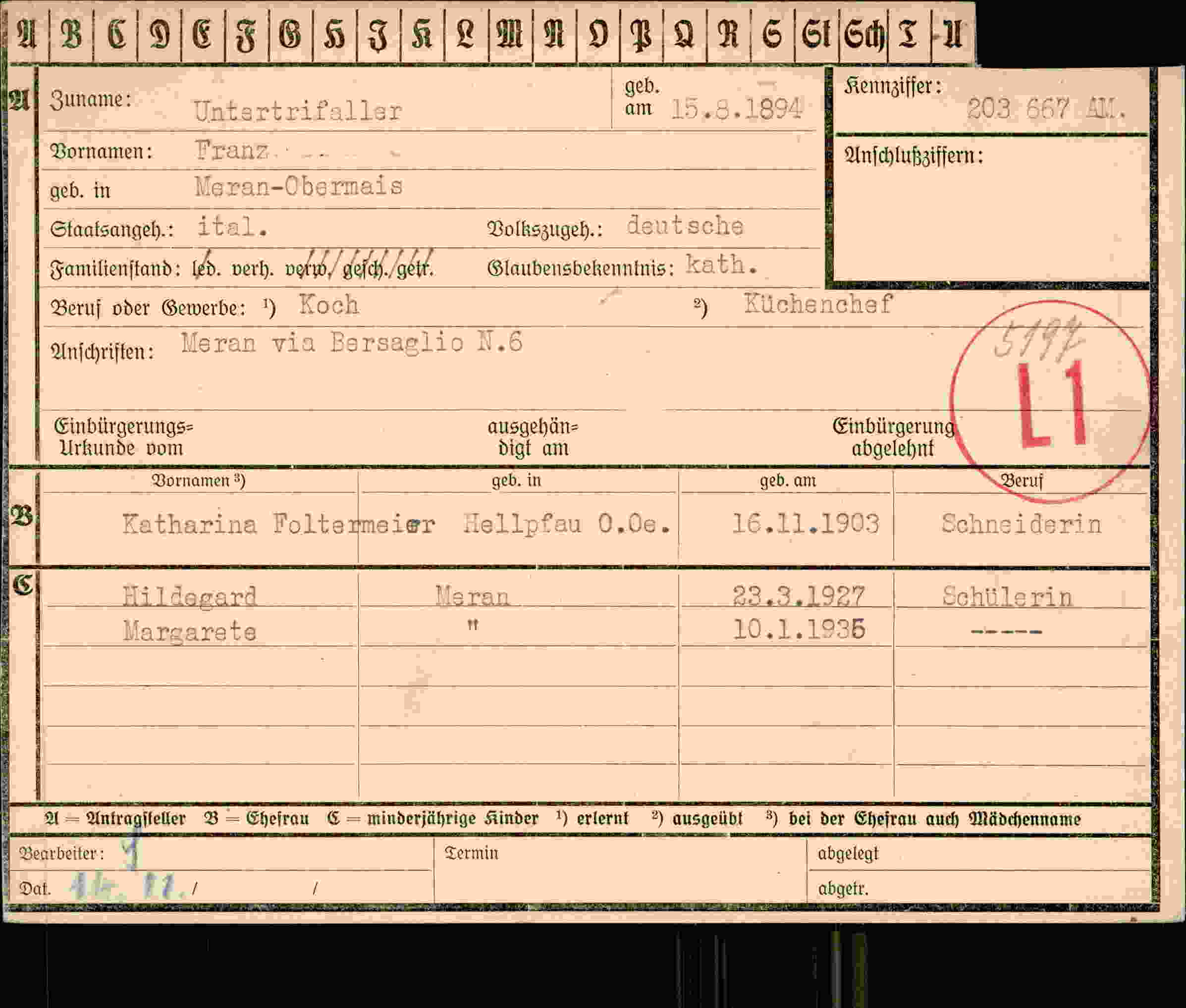 Dokument für Franz Untertrifaller