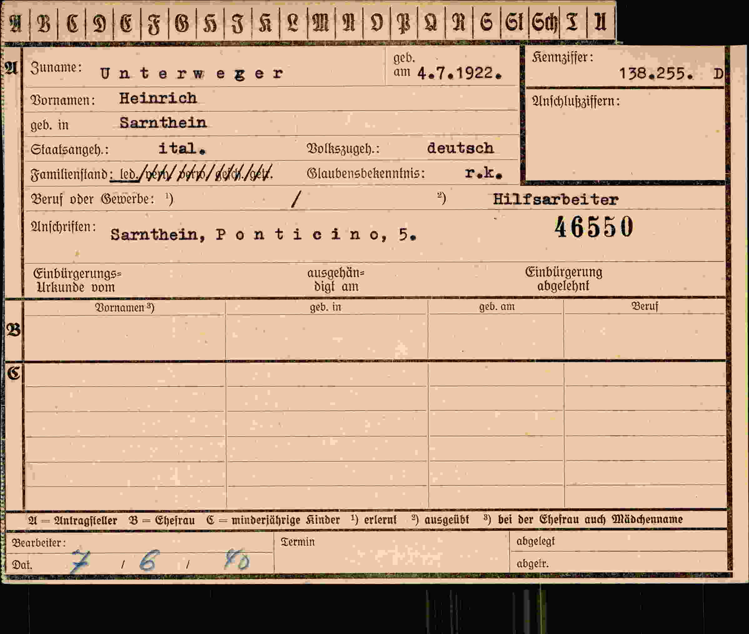 Vorderseite des Dokuments