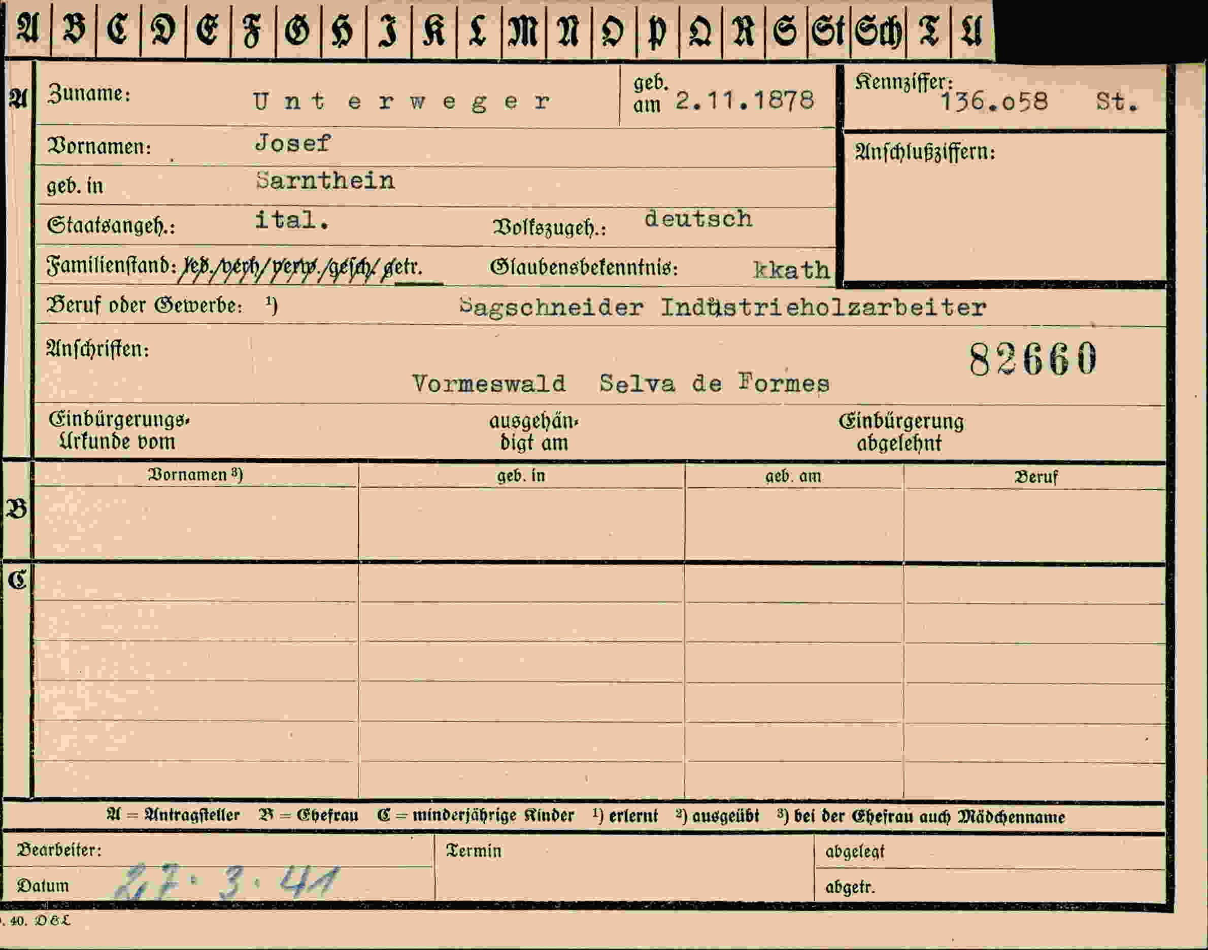 Vorderseite des Dokuments