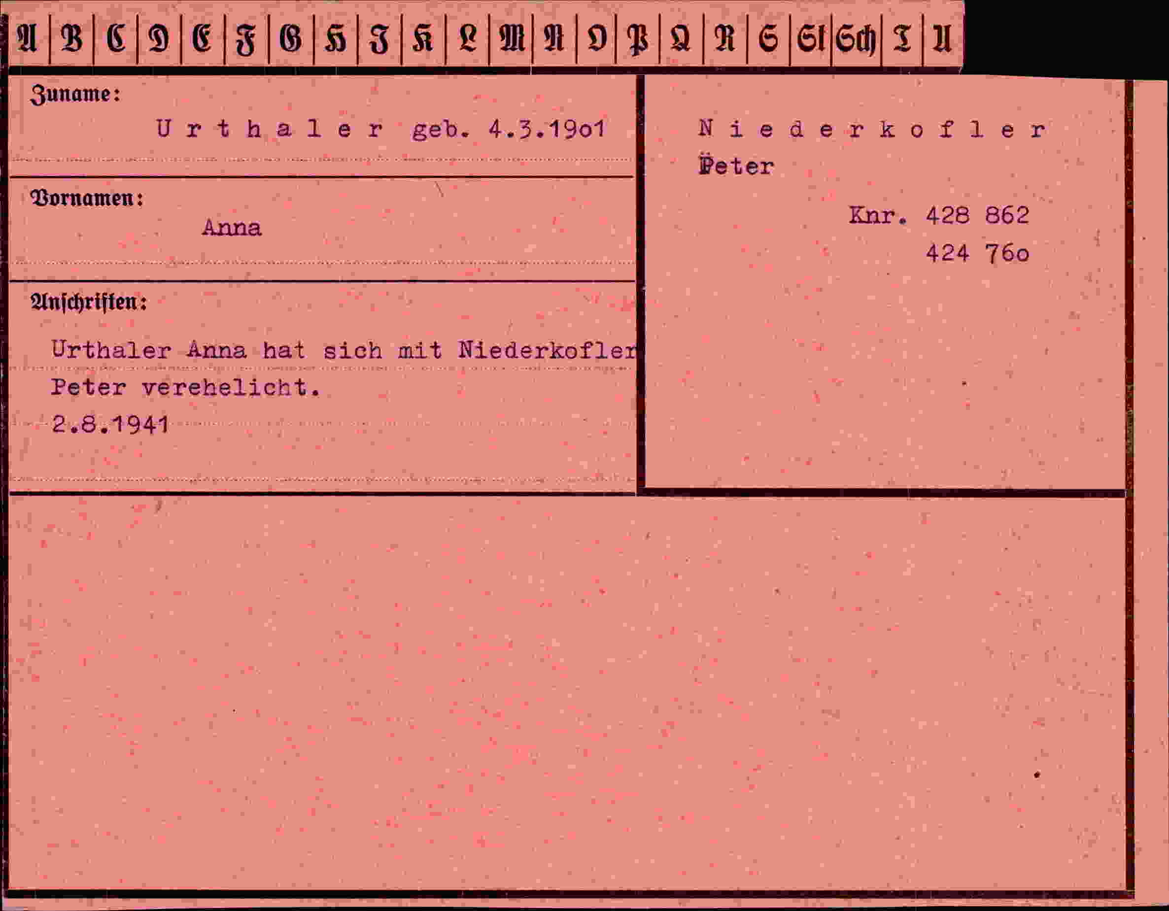 Vorderseite des Dokuments