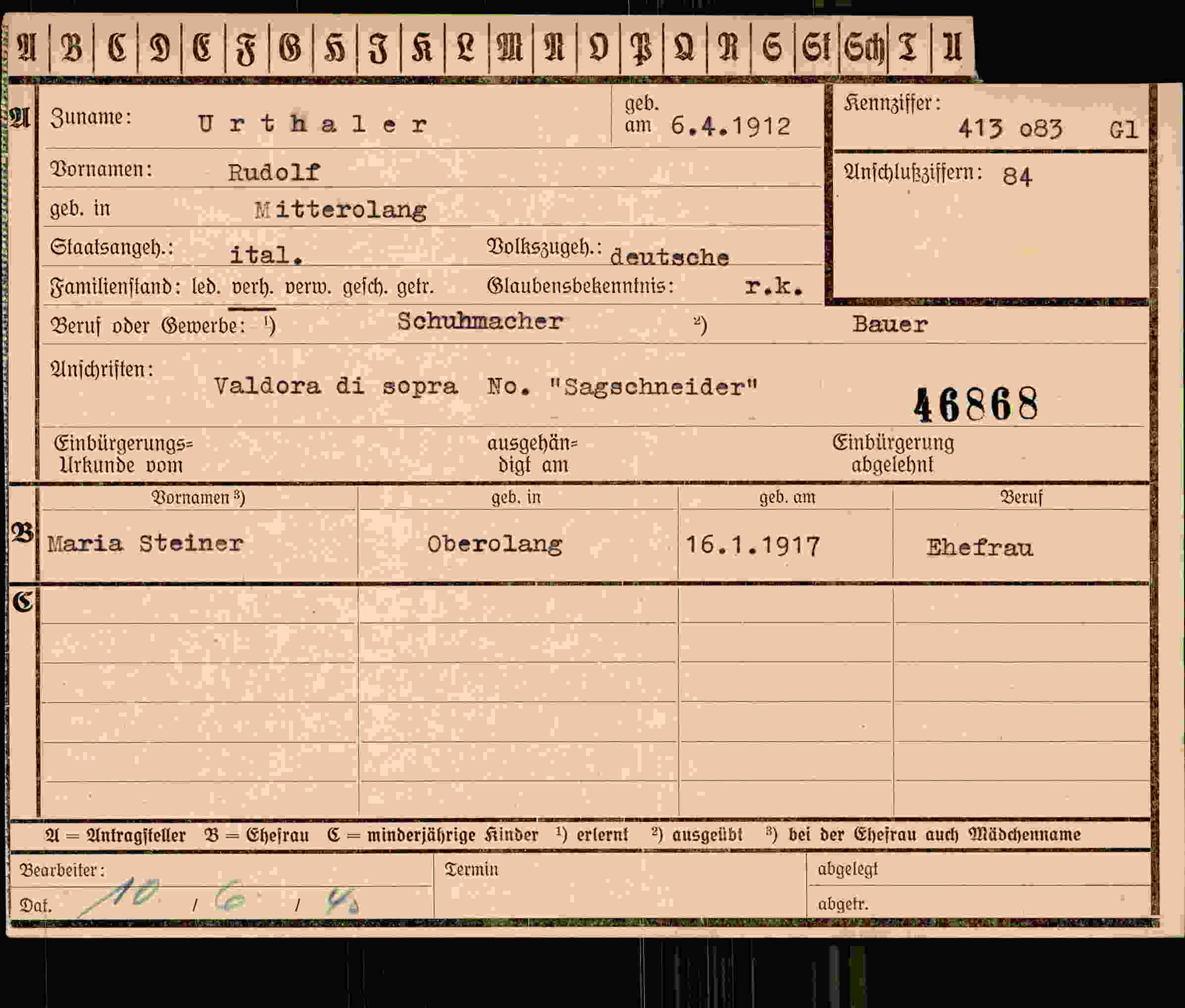 Vorderseite des Dokuments