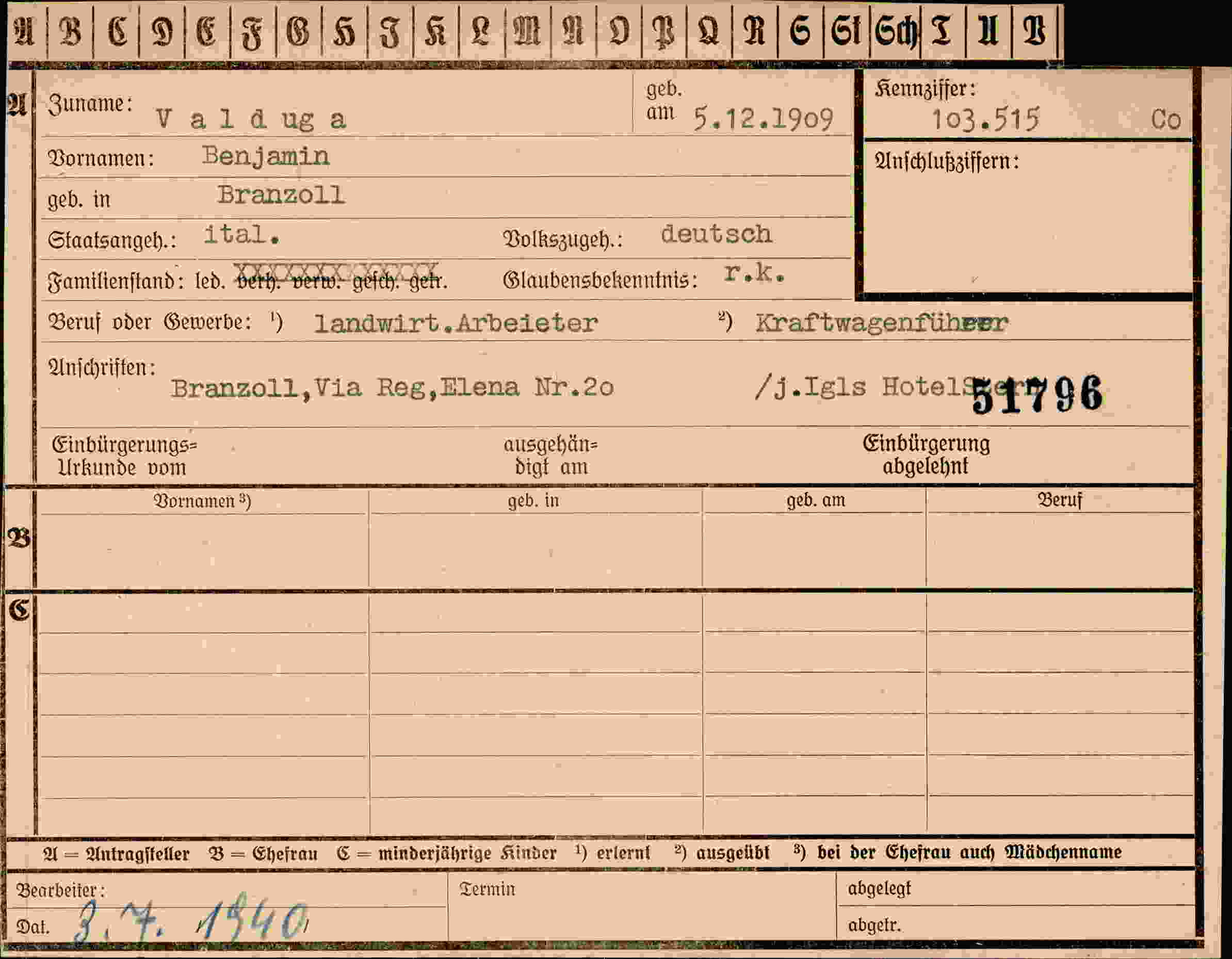 Dokument für Benjamin Valduga