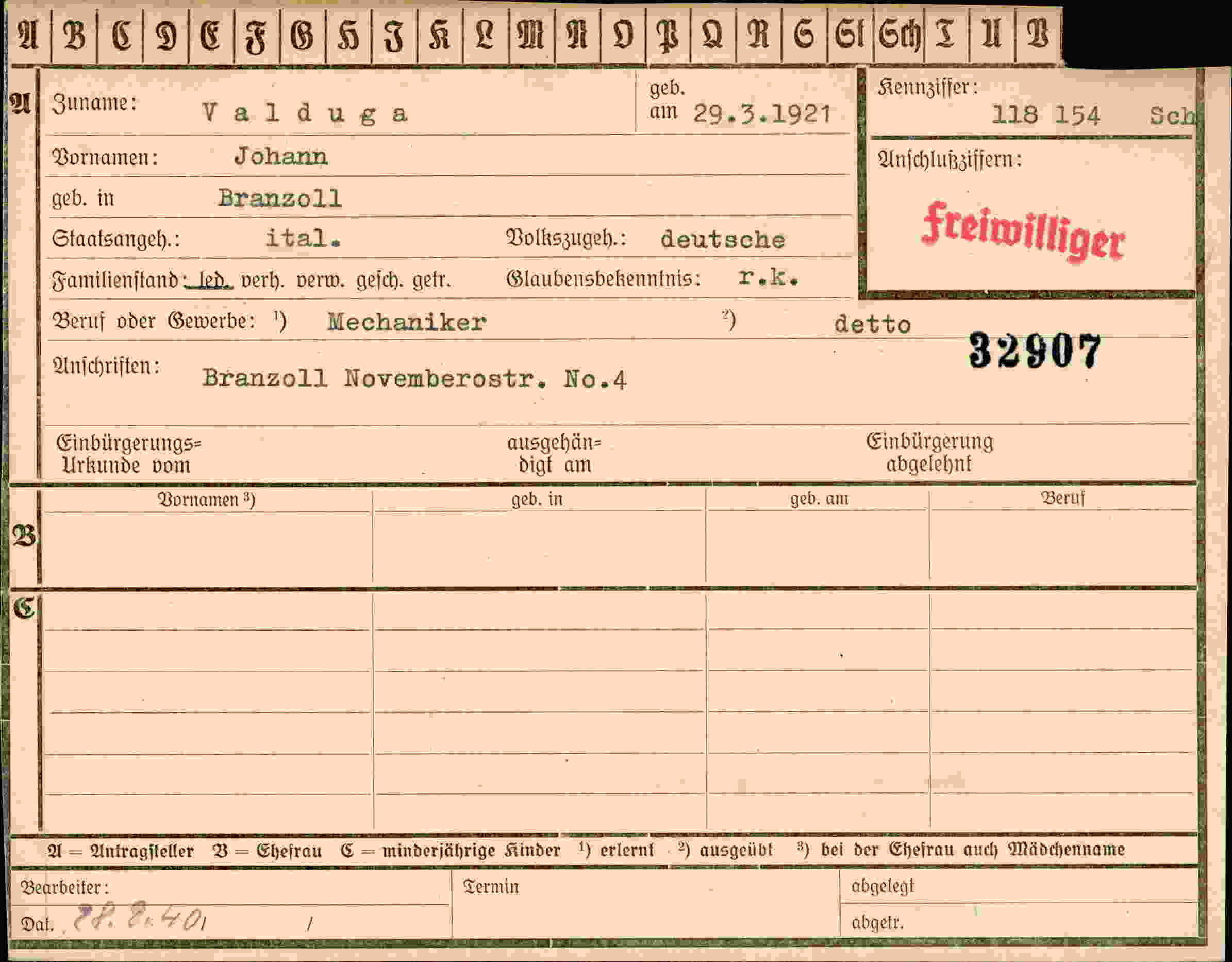 Dokument für Johann Valduga