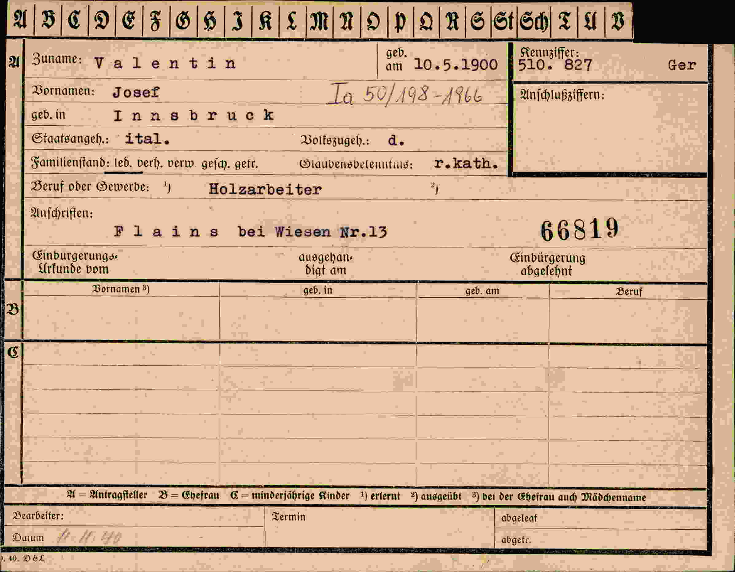 Vorderseite des Dokuments