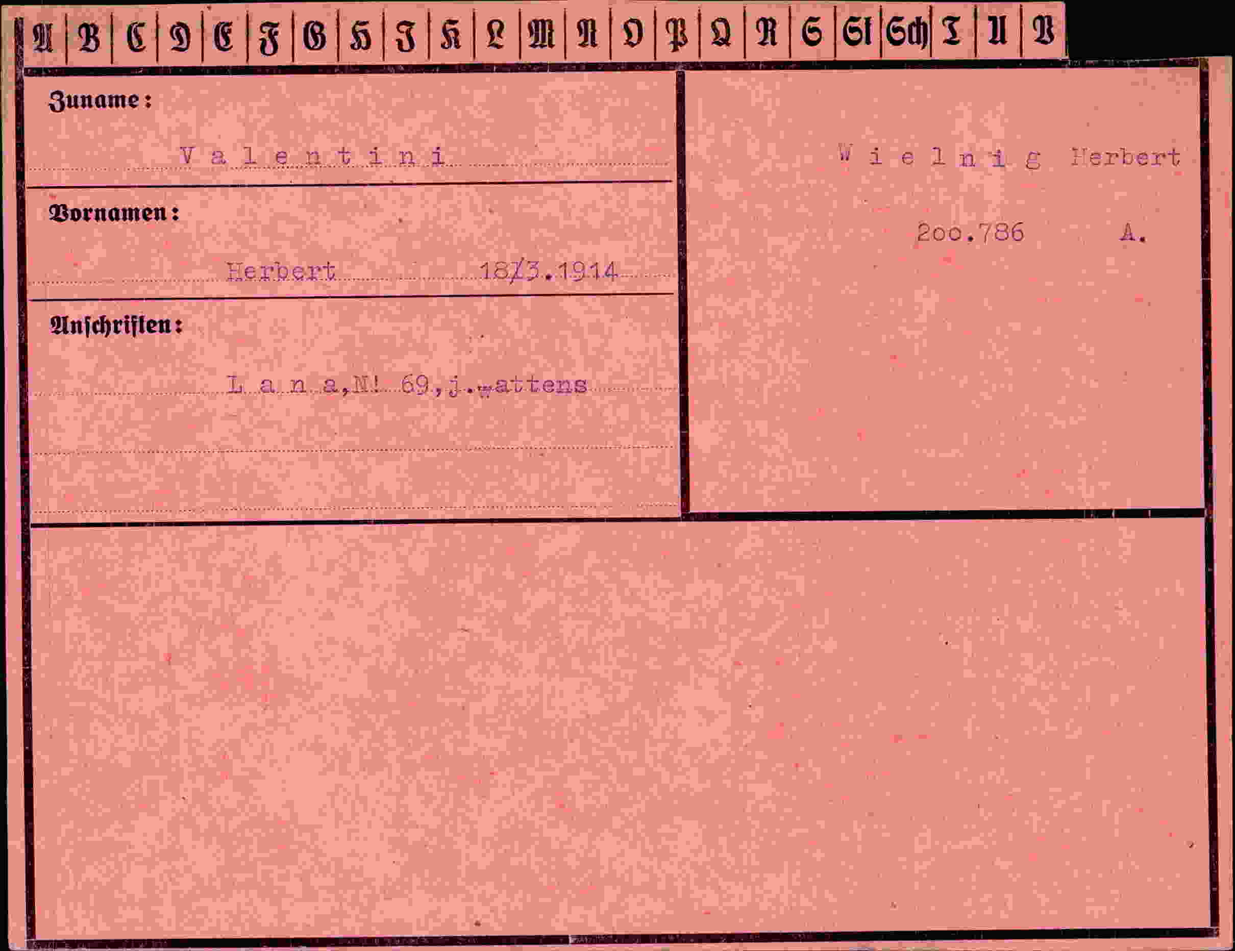 Dokument für Herbert Valentini