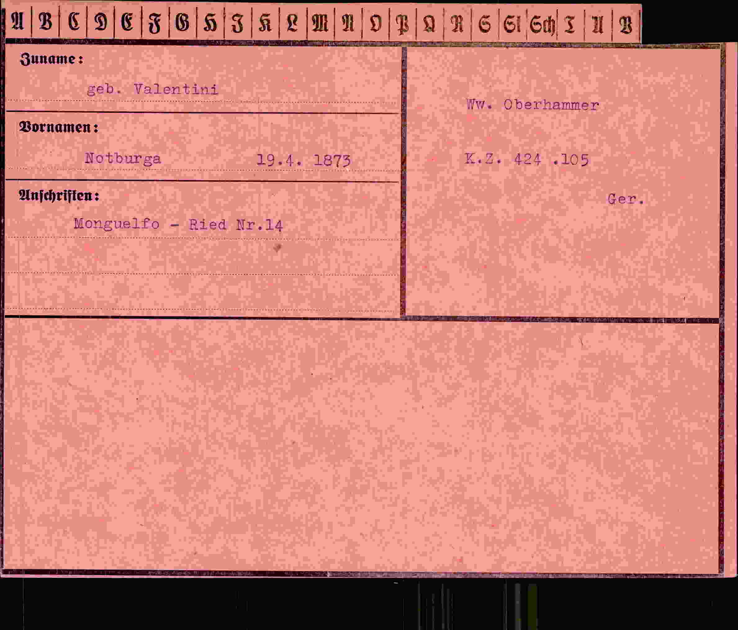Dokument für Notburga Valentini
