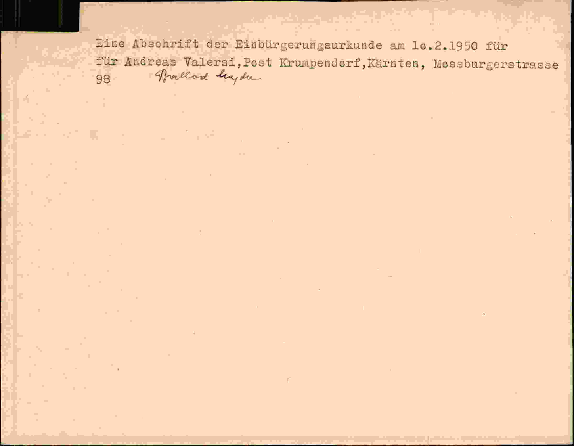 Rückseite des Dokuments