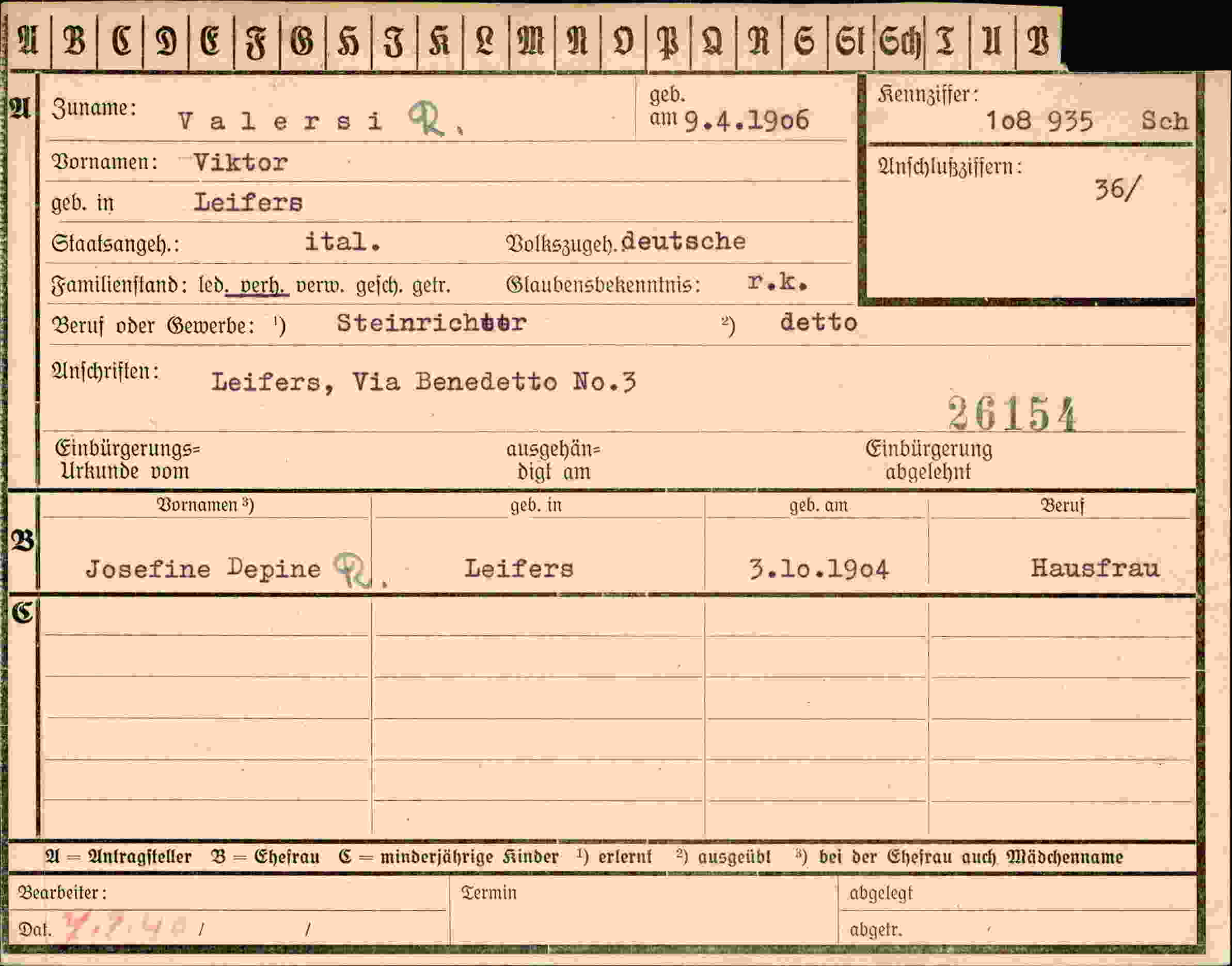 Vorderseite des Dokuments
