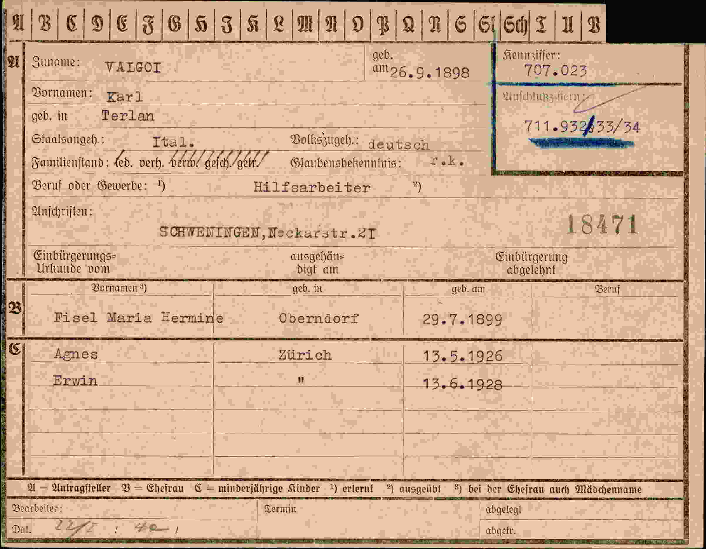 Dokument für Karl Valgoi