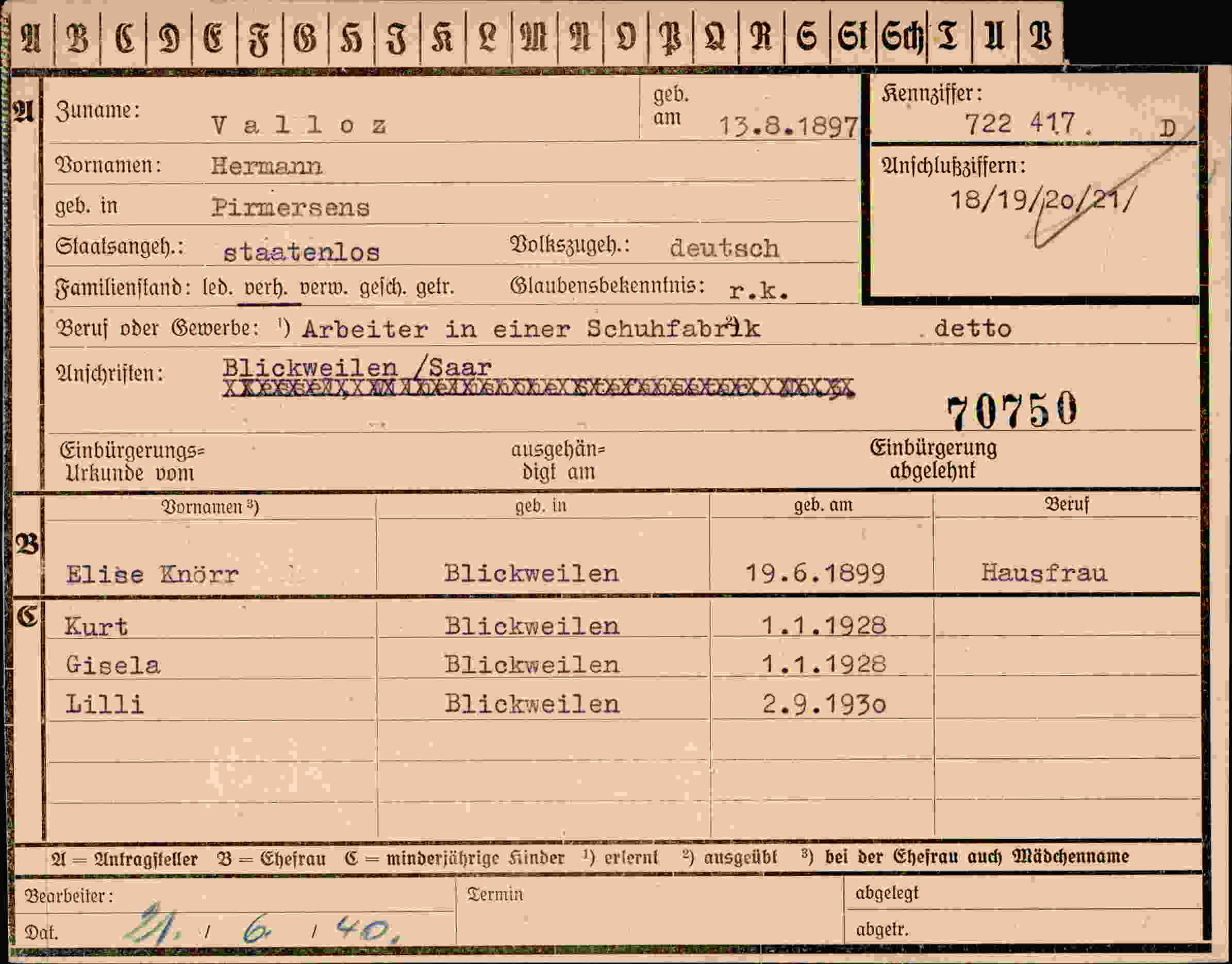 Dokument für Hermann Valloz