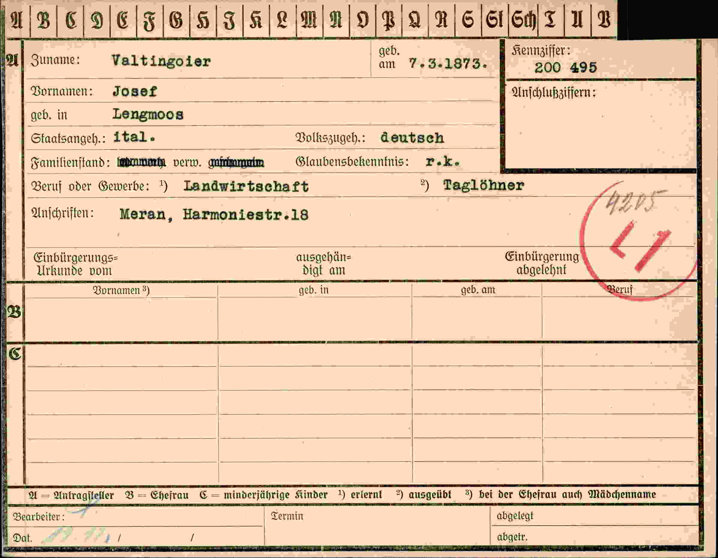 Dokument für Josef Valtingoier