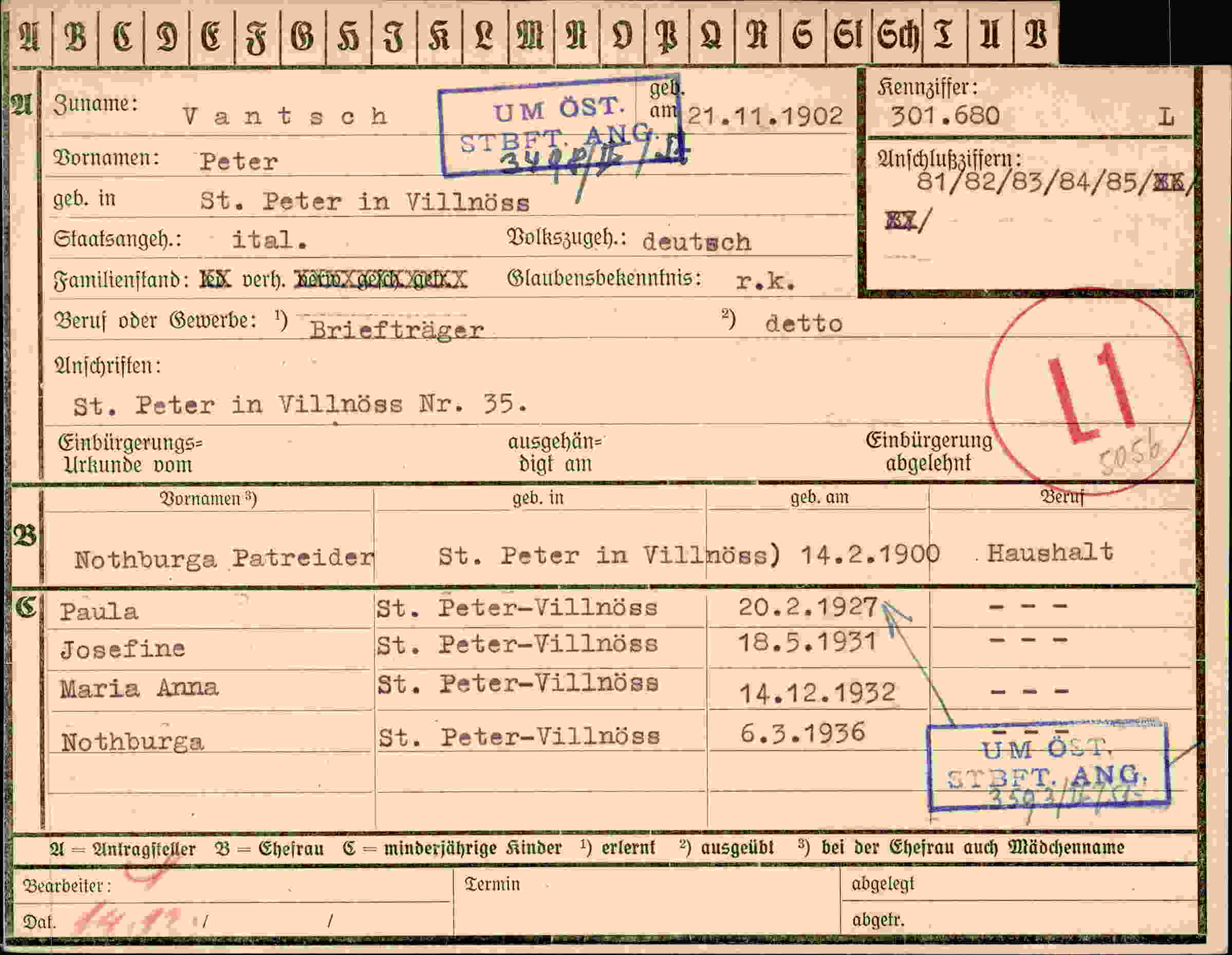 Vorderseite des Dokuments