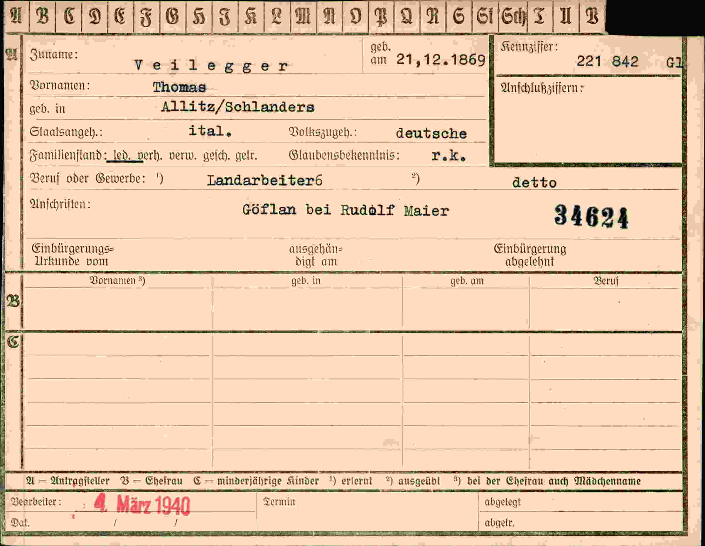 Vorderseite des Dokuments