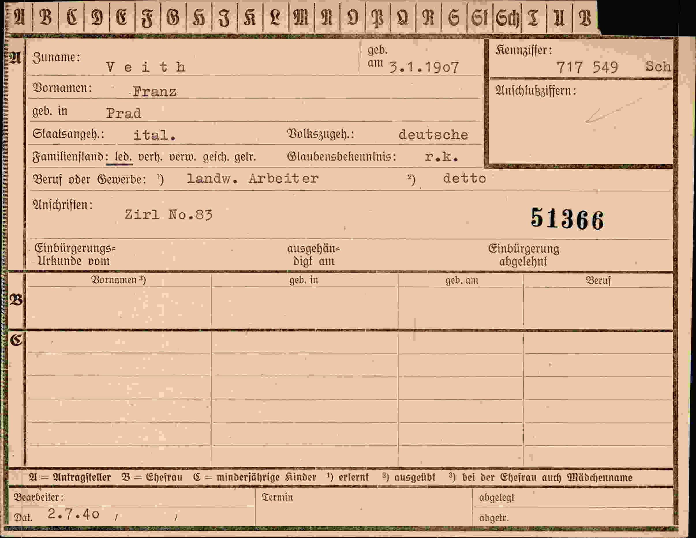 Dokument für Franz Veith